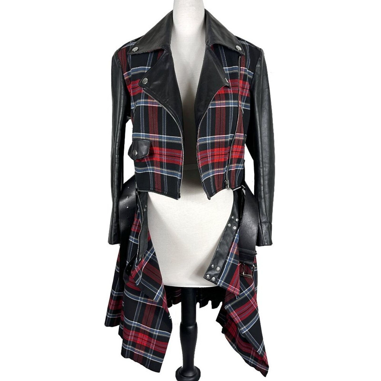Jean Paul Gaultier Jean Paul Gaultier 2014 Plaid Trench Coat Leather Jacket Size L / US 10 / IT 46 - 1 Thumbnail