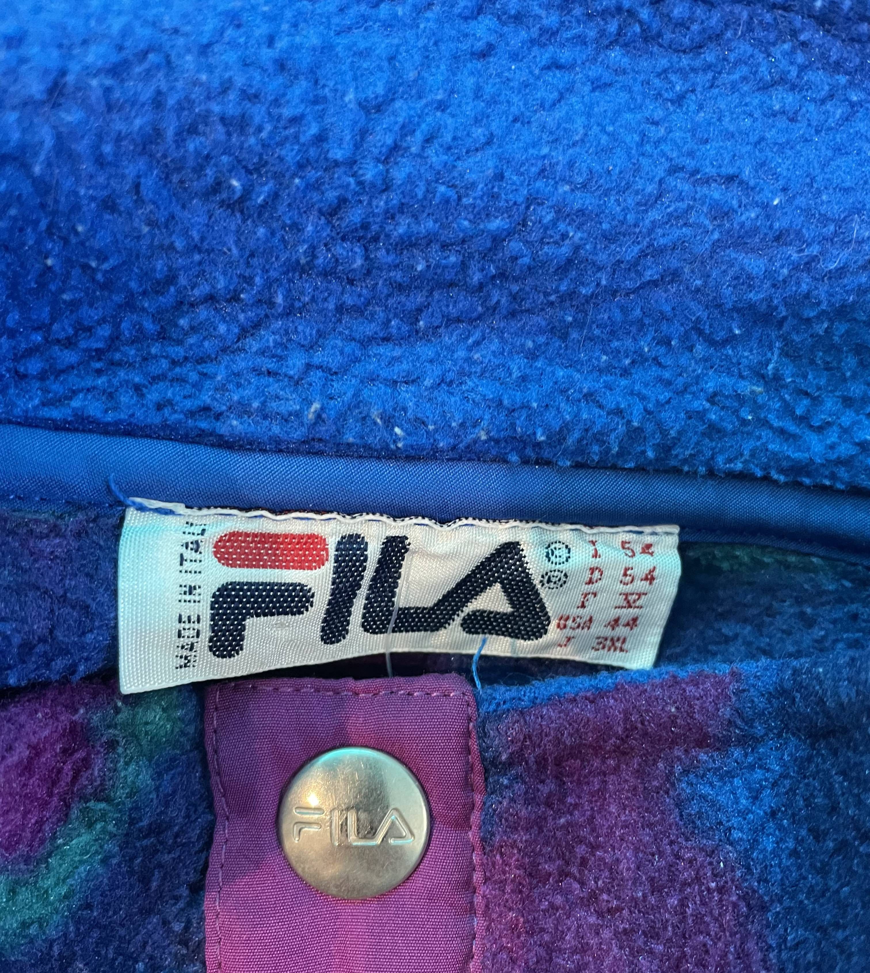 Fila Vintage 90s Retro Fleece Pullover Geometric Snap Button Size US XXL / EU 58 / 5 - 4 Thumbnail