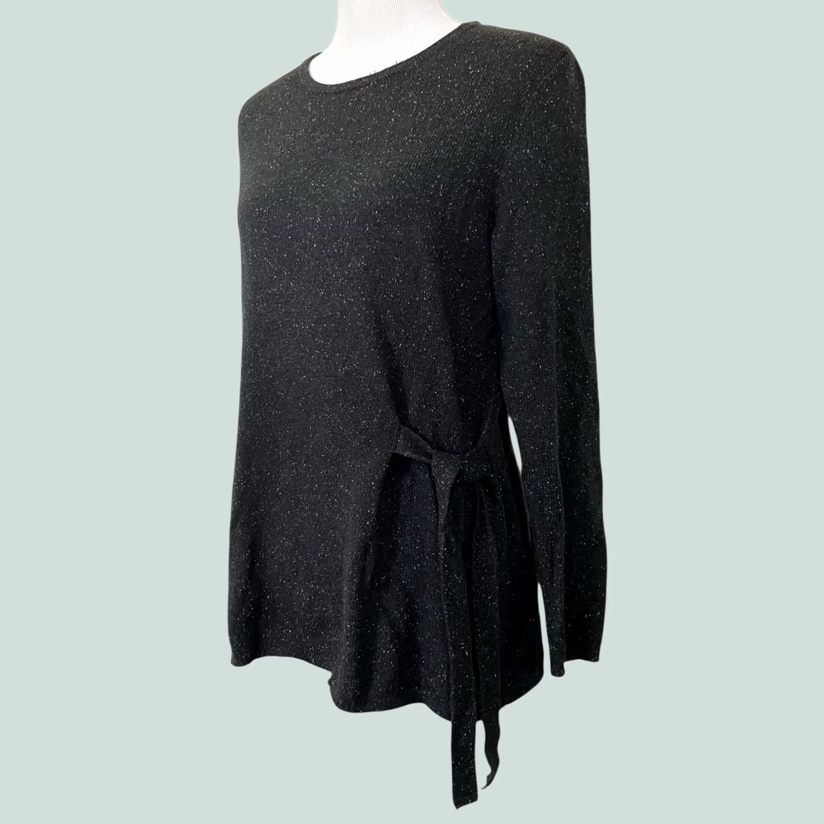 J. Jill J. Jill Sweater Black Speckled Side Tie Cotton Acrylic Silk Blend Women’s Medium Pullover Long Sleeve Knit Tops M Womens Size M / US 6-8 / IT 42-44 - 1 Thumbnail