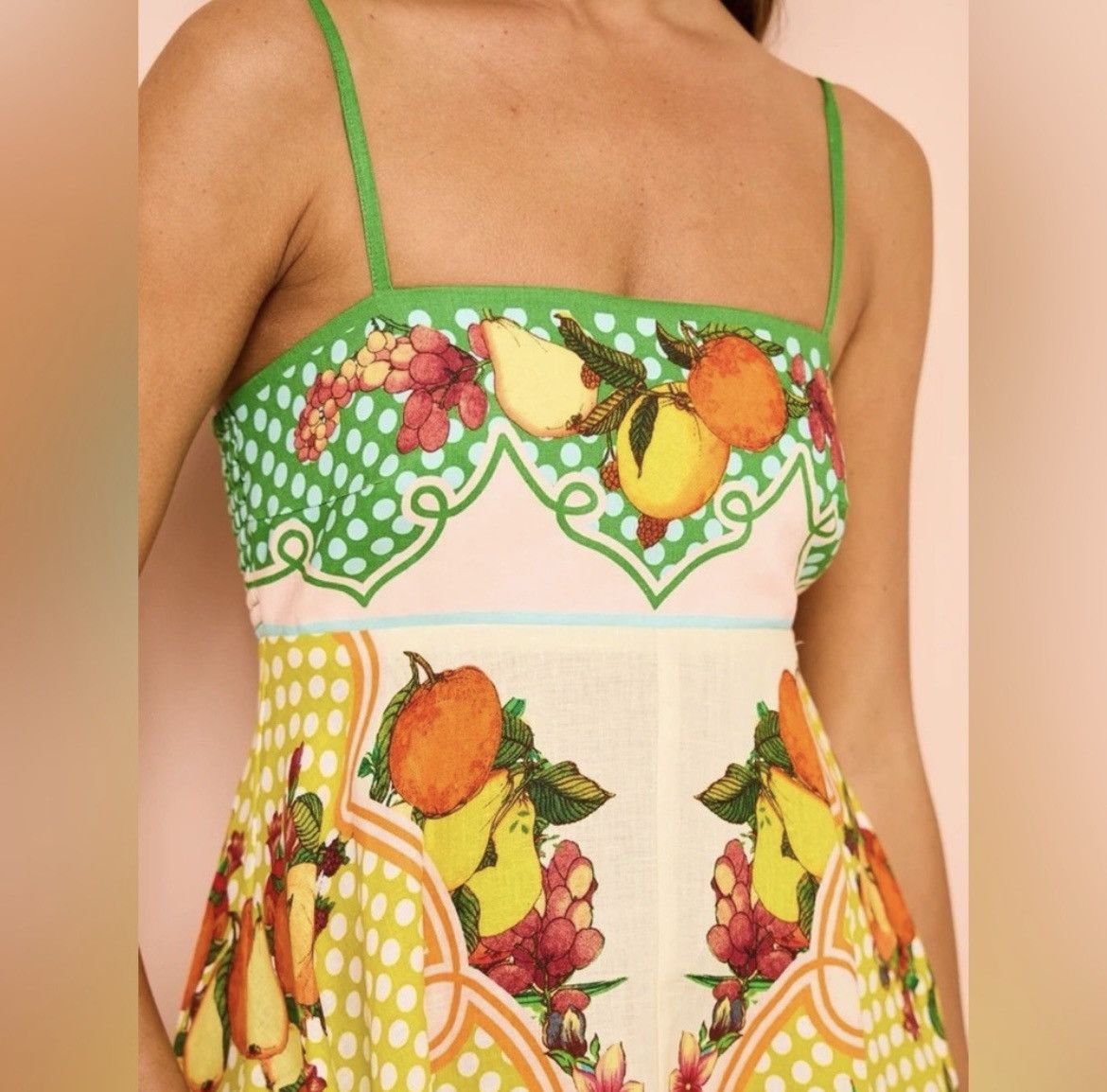CAROLINE CONSTAS Linen Fruit Print Maxi Sundress Size S / US 4 / IT 40 - 3 Thumbnail