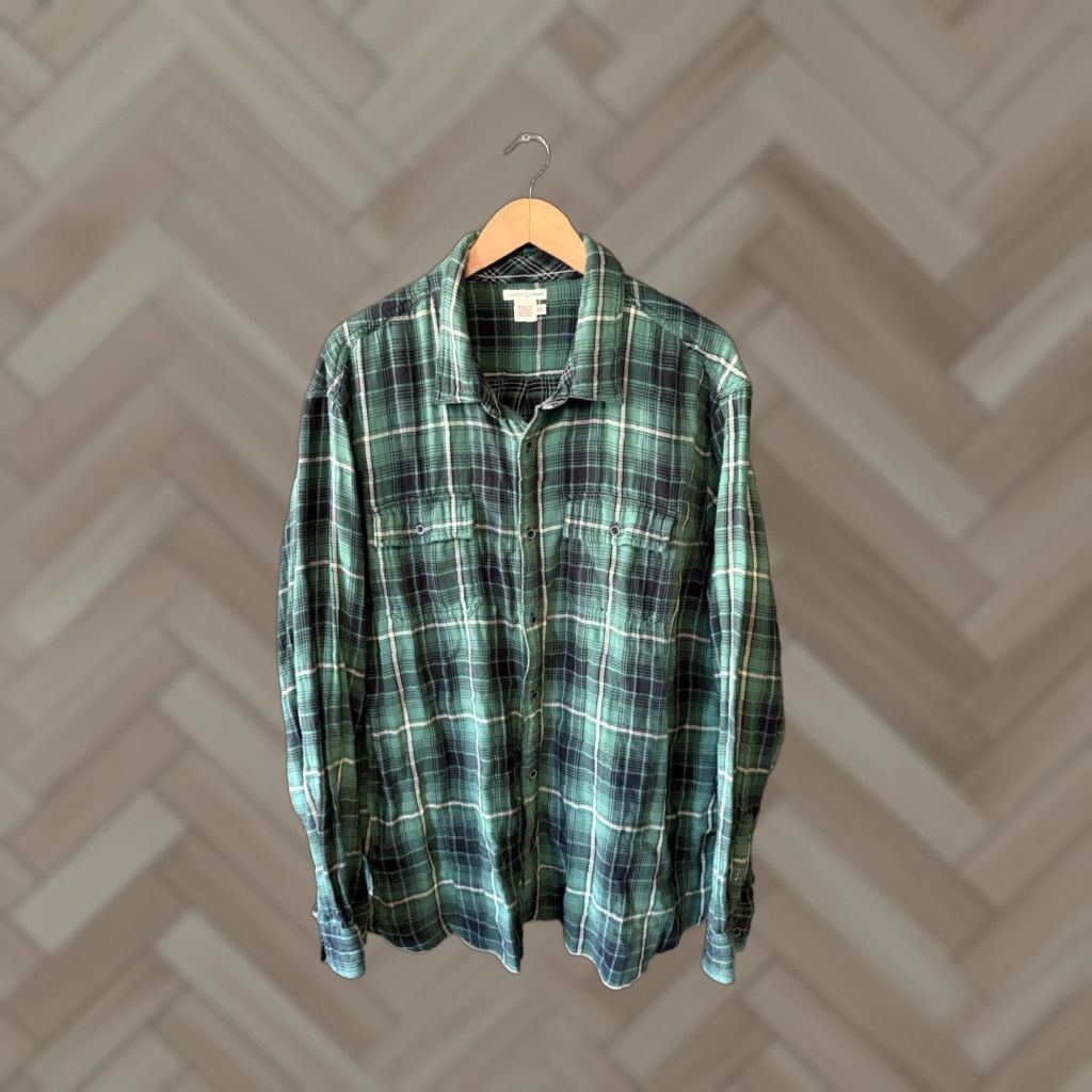Carbon2Cobalt VINTAGE Carbon2Cobalt Mens Button-Up Plaid Flannel Long Sleeve Green 2XL Shirt Size US XXL / EU 58 / 5 - 1 Thumbnail