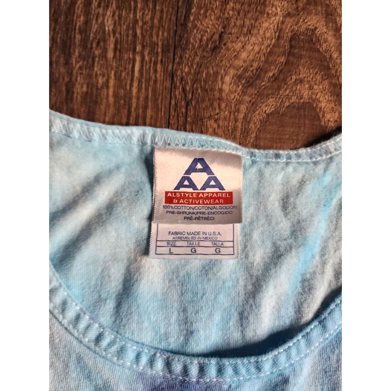 AAA VINTAGE California Surfing Tank Top Mens Blue Tie Dye Graphic Print Sleeveless Pullover Lightweight Cotton 80s Style L Size US L / EU 52-54 / 3 - 3 Thumbnail