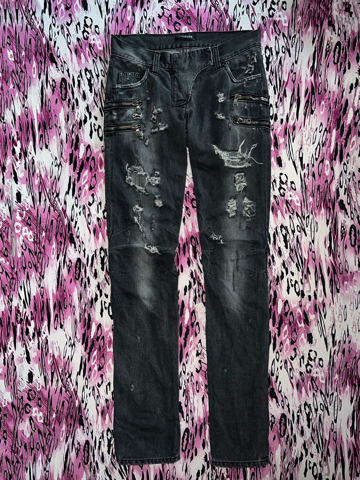 Balmain Rare Balmain by Christophe Decarnin distressed biker denim ➕ Size 26" / US 2 / IT 38 - 7 Thumbnail