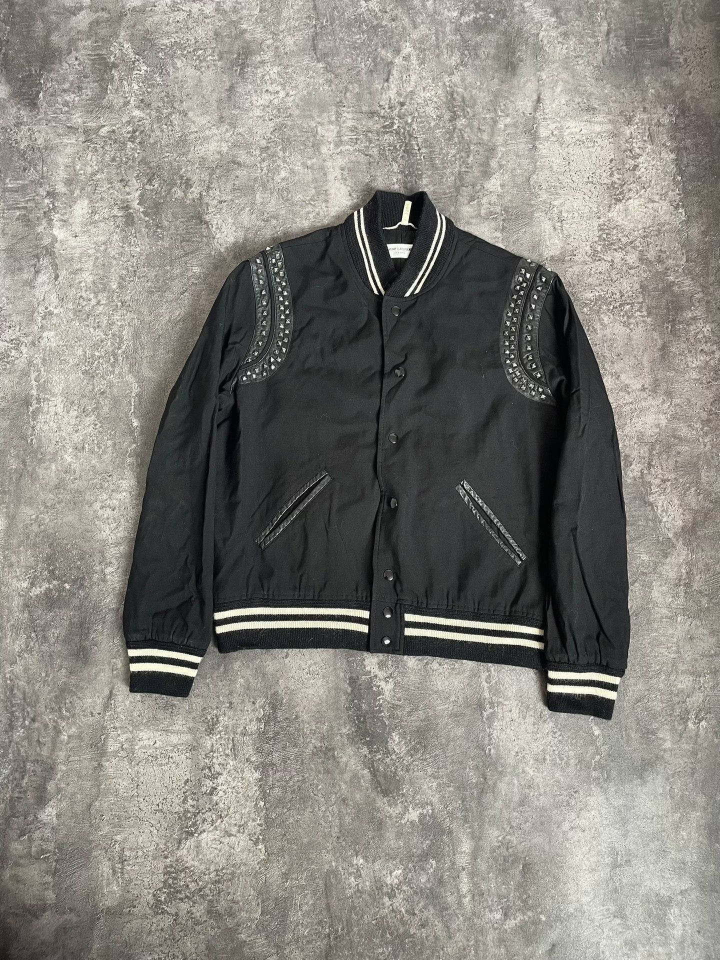 Saint Laurent Paris Saint Laurent Studded Varsity Bomber Jacket Size US L / EU 52-54 / 3 - 1 Thumbnail
