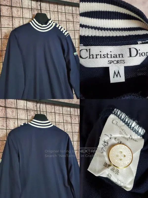 Dior Dior Navy Blue Cotton Embroidered Long Sleeve Tee . Size M / US 6-8 / IT 42-44 - 2 Thumbnail