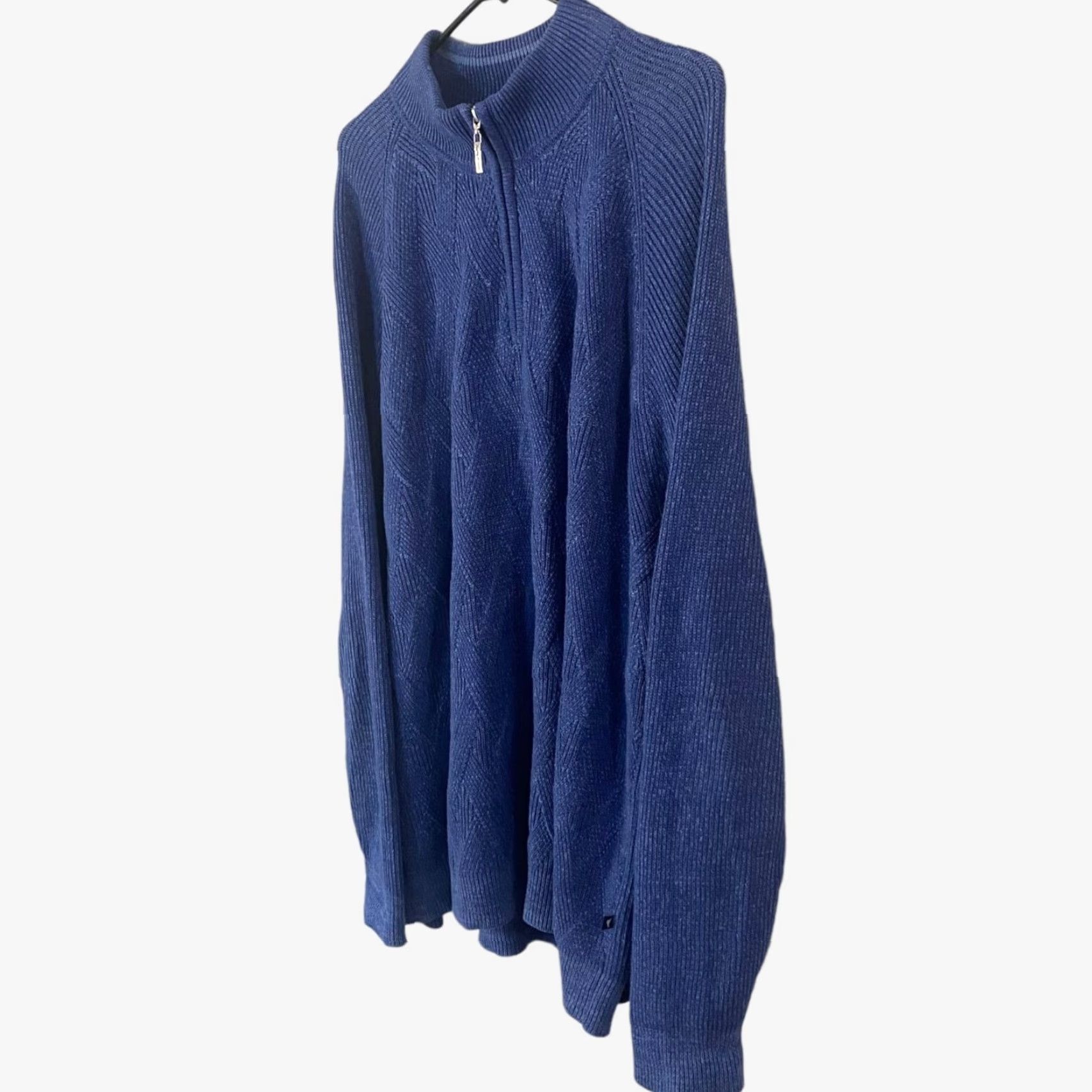 Tommy Bahama Tommy Bahama Napa Ridge 1/4 Zip Sweater Mens 2XL Blue Knit Pullover Mock Neck Long Sleeve Ribbed Diamond Basketweave Size US XXL / EU 58 / 5 - 2 Thumbnail