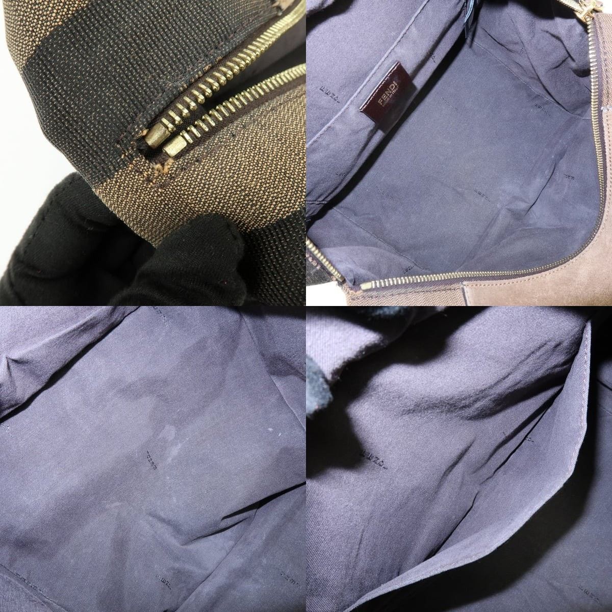 Fendi Fendi Pequin Leather Canvas Tote Brown Size ONE SIZE - 7 Thumbnail