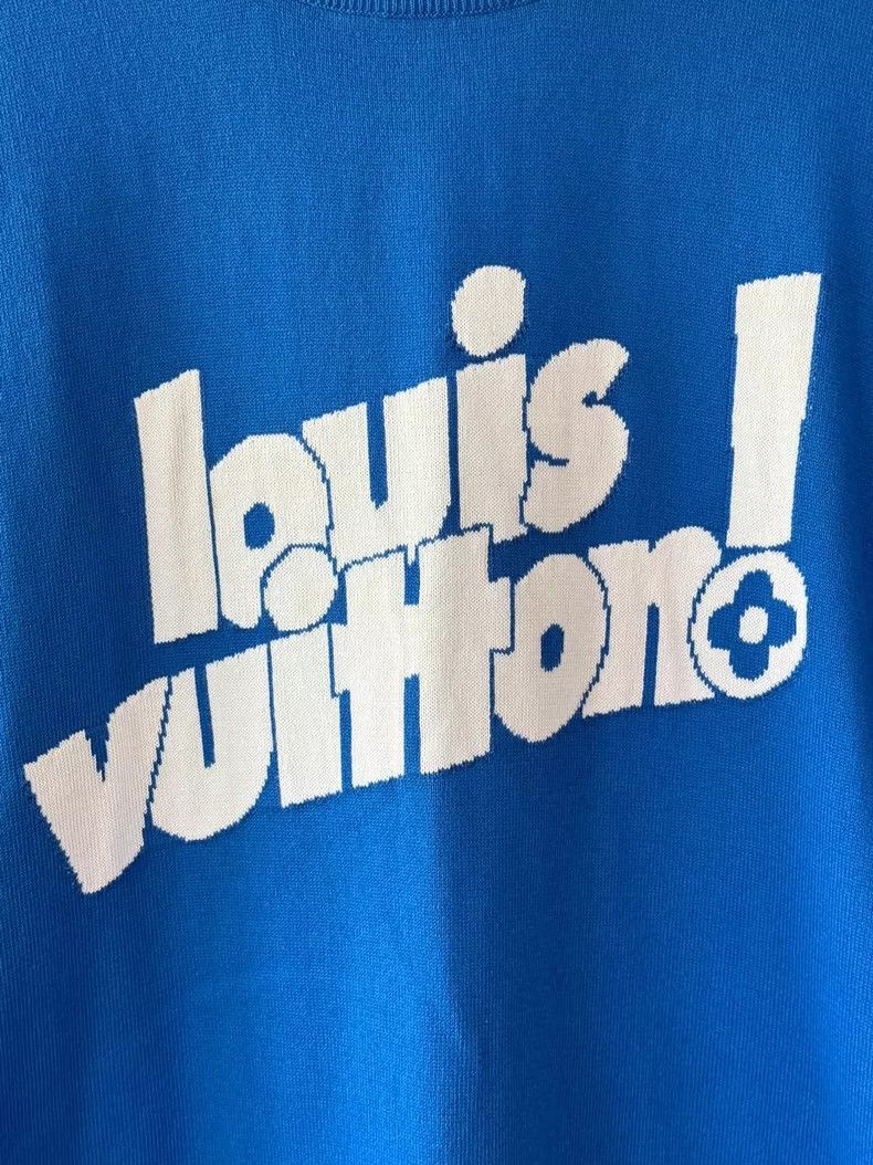 Louis Vuitton LOUIS VUITTON Blue knit short sleeves Size US S / EU 44-46 / 1 - 4 Thumbnail
