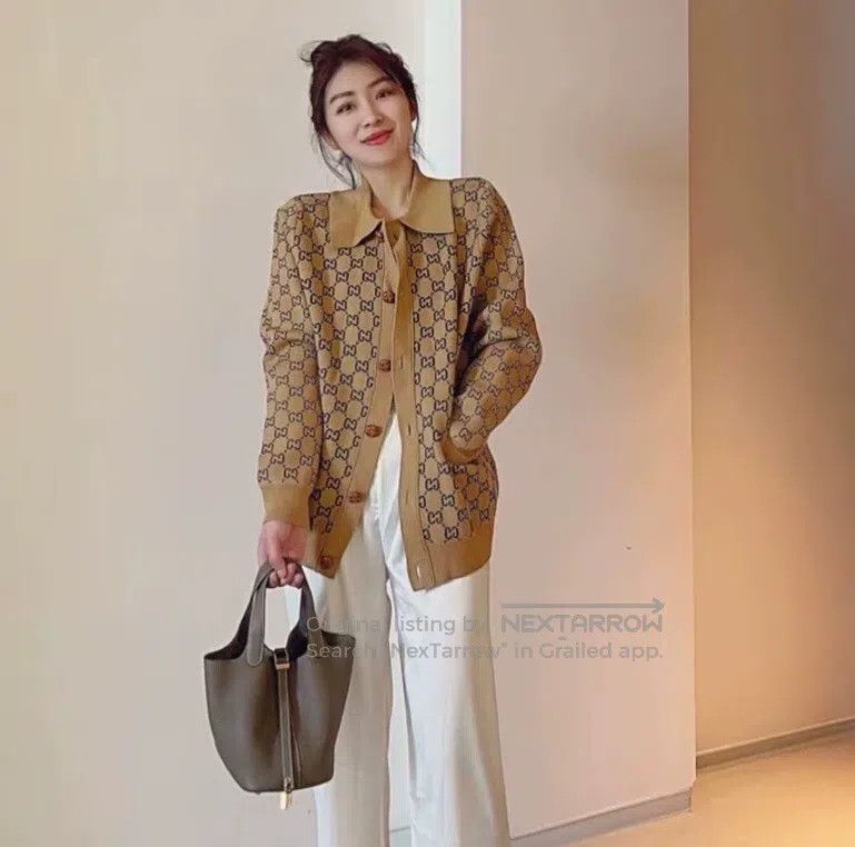 Gucci Gucci Brown logo jacquart full print wool lapel single-bre Size US XL / EU 56 / 4 - 7 Thumbnail