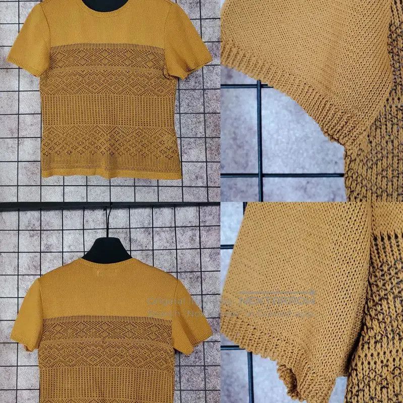 Yves Saint Laurent YSL Summer Brown Knit Short-Sleeve Top . Size M / US 6-8 / IT 42-44 - 1 Thumbnail
