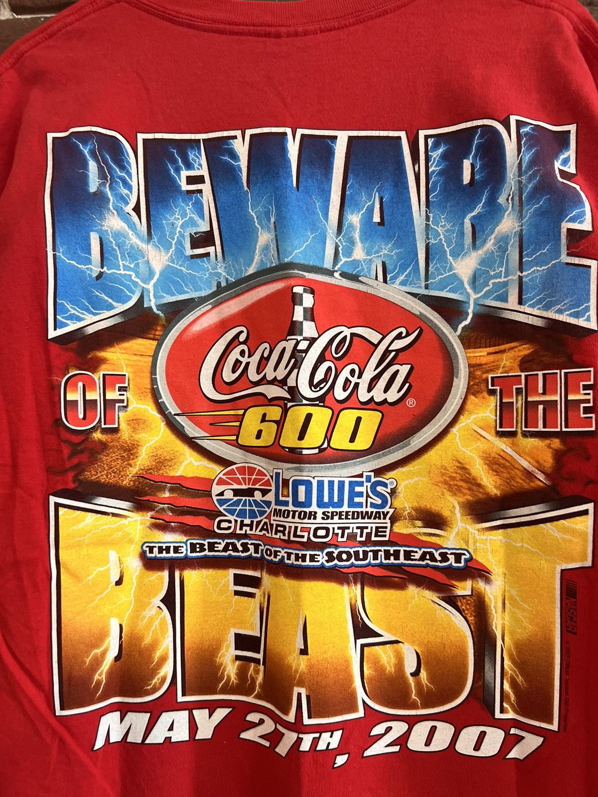 NASCAR 00s Vintage Coca Cola Beware Beast Nascar Tee Flame Racing Size US L / EU 52-54 / 3 - 5 Thumbnail