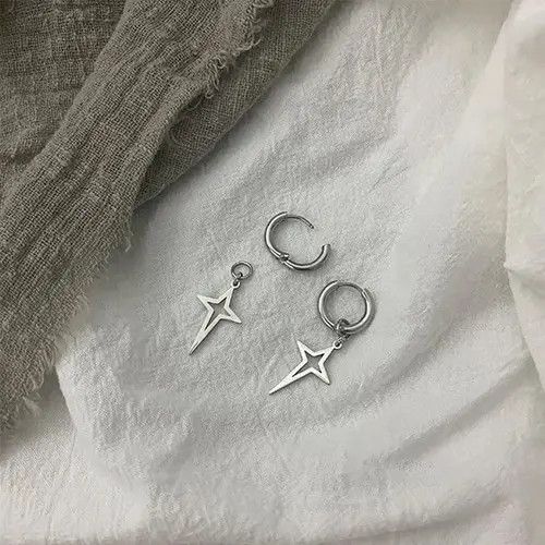 The Cast 925 Silver Plated Cross Star Drop Earrings for Men Women Size ONE SIZE - 2 Thumbnail