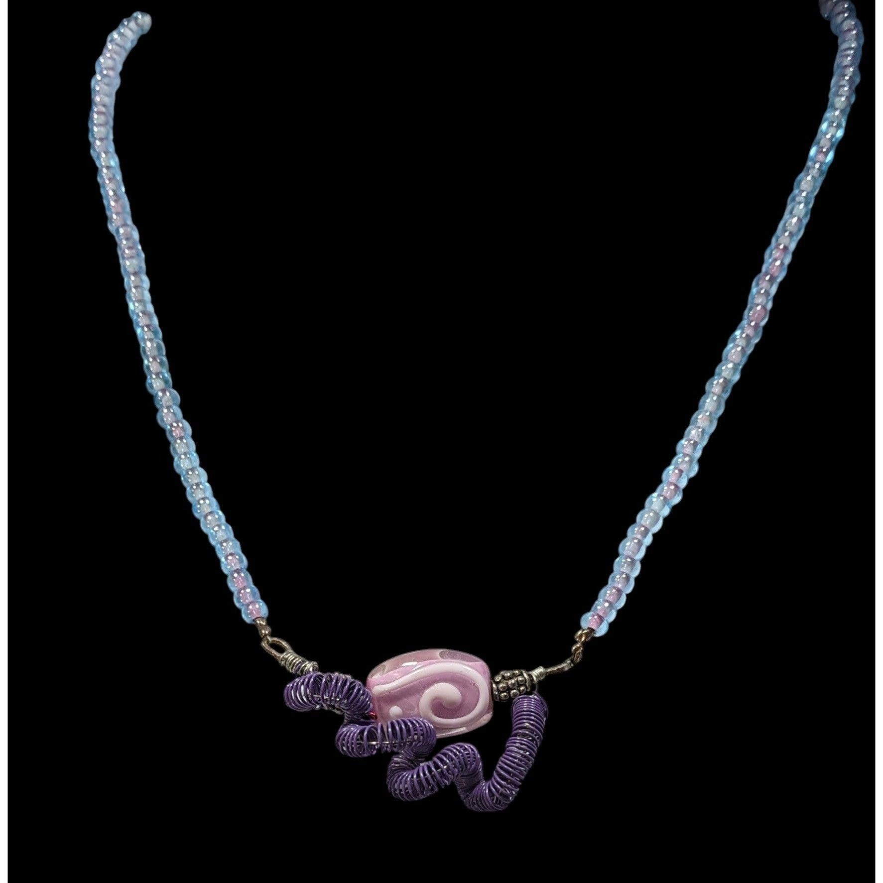 Other Handmade Purple And Blue Glass And Wire Wrap Necklace Size ONE SIZE - 4 Thumbnail