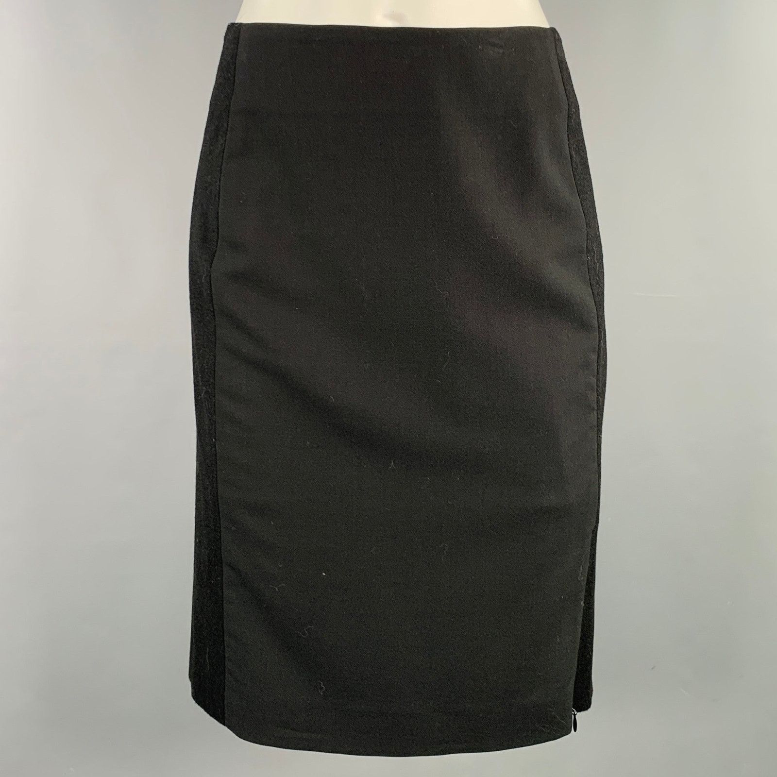 Kenzo KENZO Size S Black Wool Blend Mixed Fabrics Pencil Skirt Size 27" / US 4 / IT 40 - 1 Thumbnail