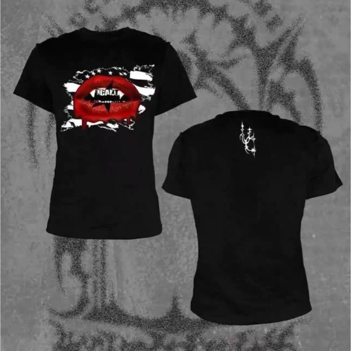 Japanese Brand Y2K Mouth Graphic T-Shirt Men’s size M Black Red Lips Tee Size US M / EU 48-50 / 2 - 14 Thumbnail