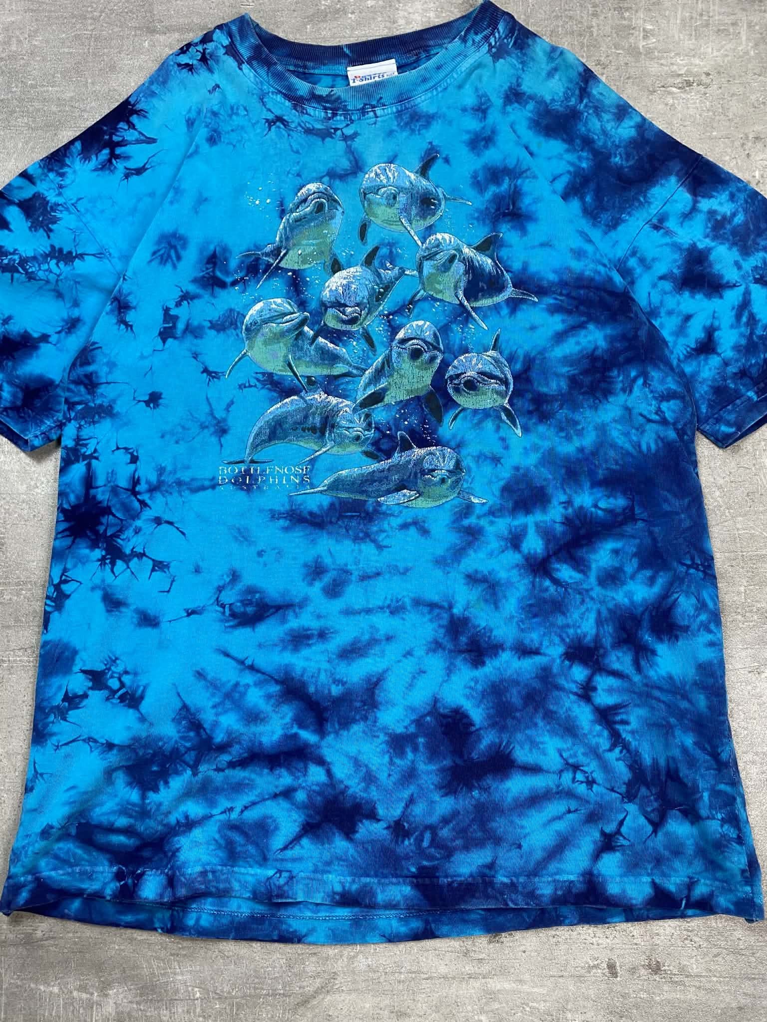 Vintage Vintage Blue Tie-dye T-shirt Bottlenose Dolphins Distressed Size US XXL / EU 58 / 5 - 3 Thumbnail
