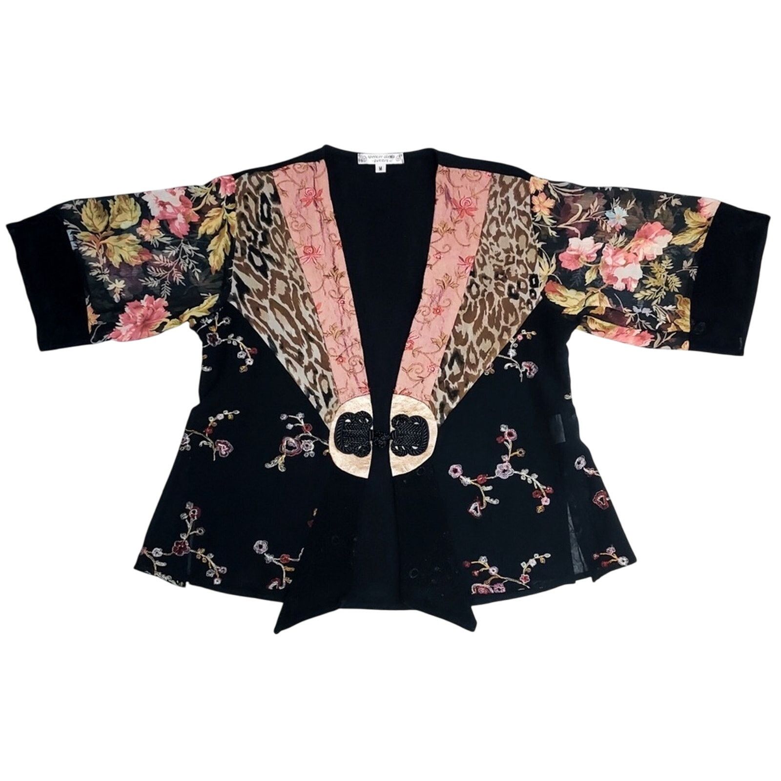 Other Vintage Spencer Alexis Floral Cheetah Silk Shirt Blouse Top Size M / US 6-8 / IT 42-44 - 1 Thumbnail