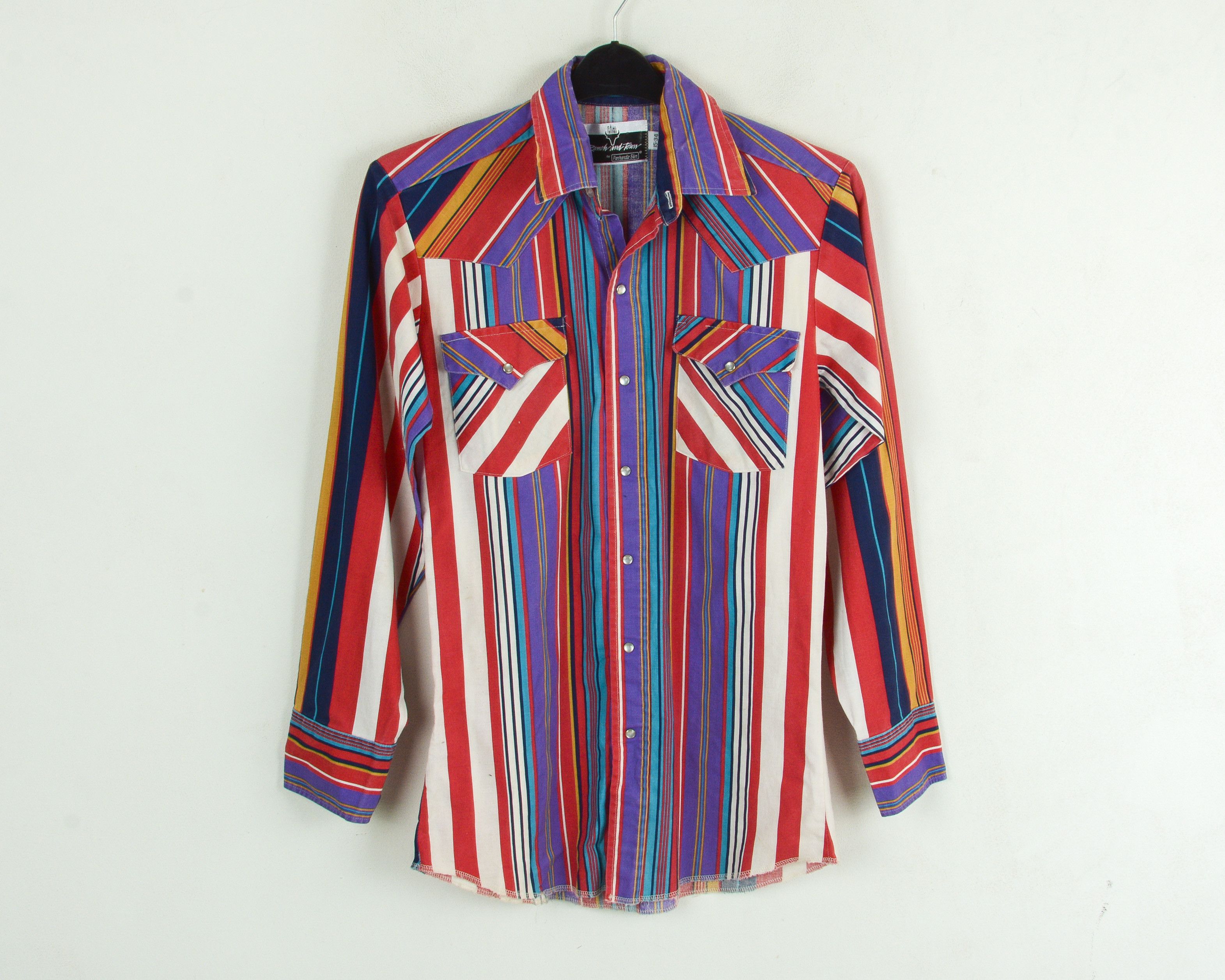 Cowboy Equipment × Vintage RANCH AND TOWN 15" Slim Casual Shirt Snap Striped Formal Size US S / EU 44-46 / 1 - 2 Thumbnail