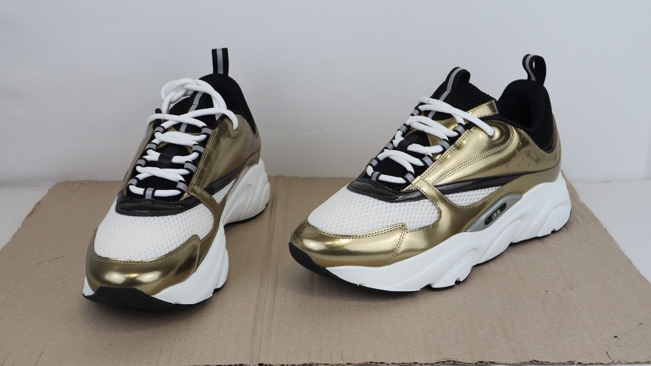 Dior o1rshd1 Q.2 / B22 Calfskin Mesh Sneakers in Golden/White Size US 12 / EU 45 - 7 Thumbnail
