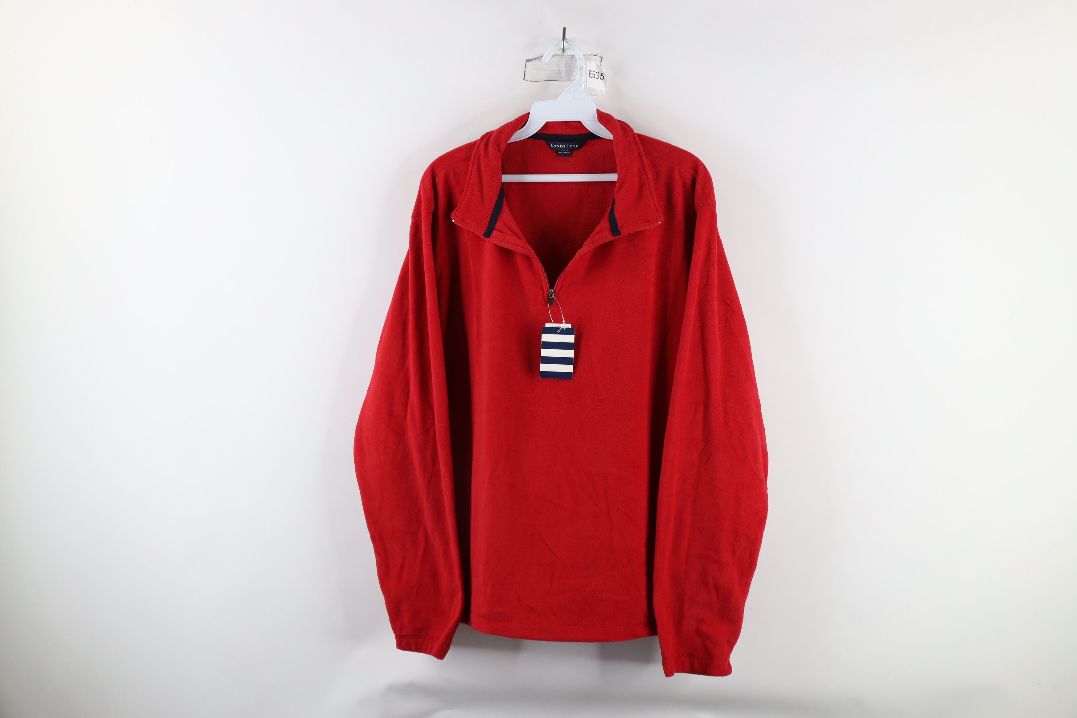 Lands' End × Vintage New Lands End Half Zip Fleece Pullover Sweater Red Polyester Size US L / EU 52-54 / 3 - 1 Thumbnail