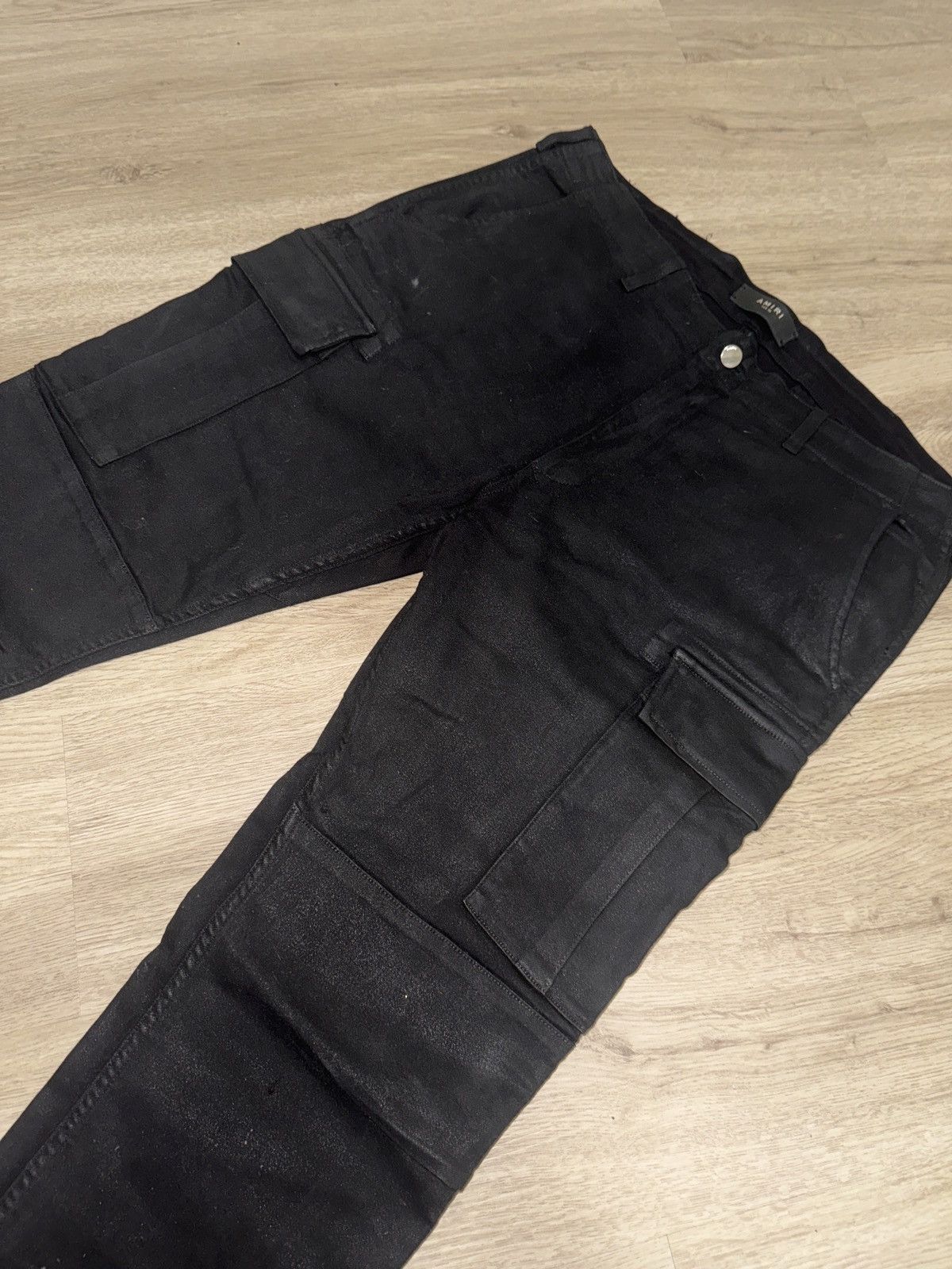 image of Amiri Waxed Cargo Denim Black, Men's (Size 38)