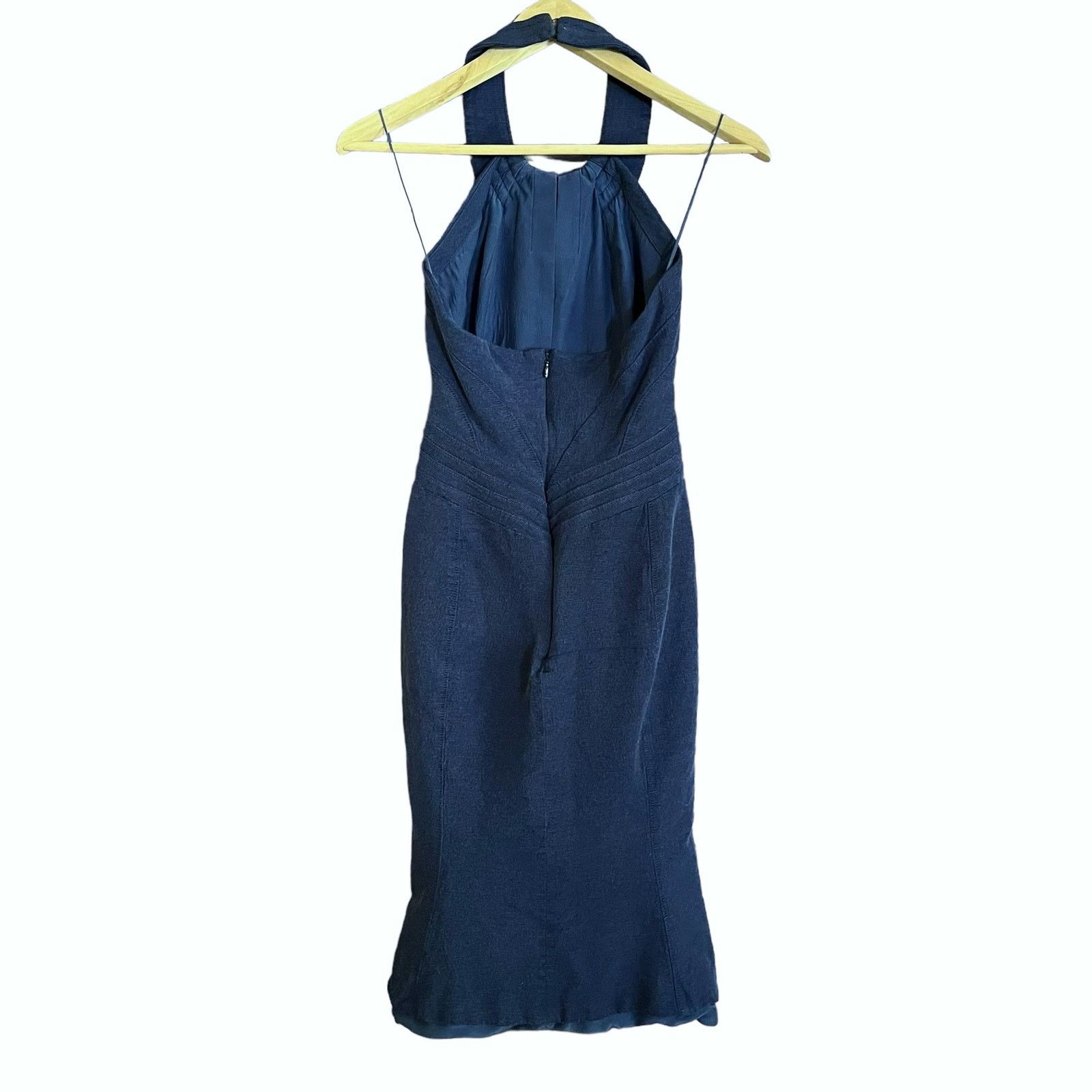 Zac Posen Zac Posen Navy Blue Halter-Neck Sheath Midi Mermaid Dress Size S / US 4 / IT 40 - 3 Thumbnail