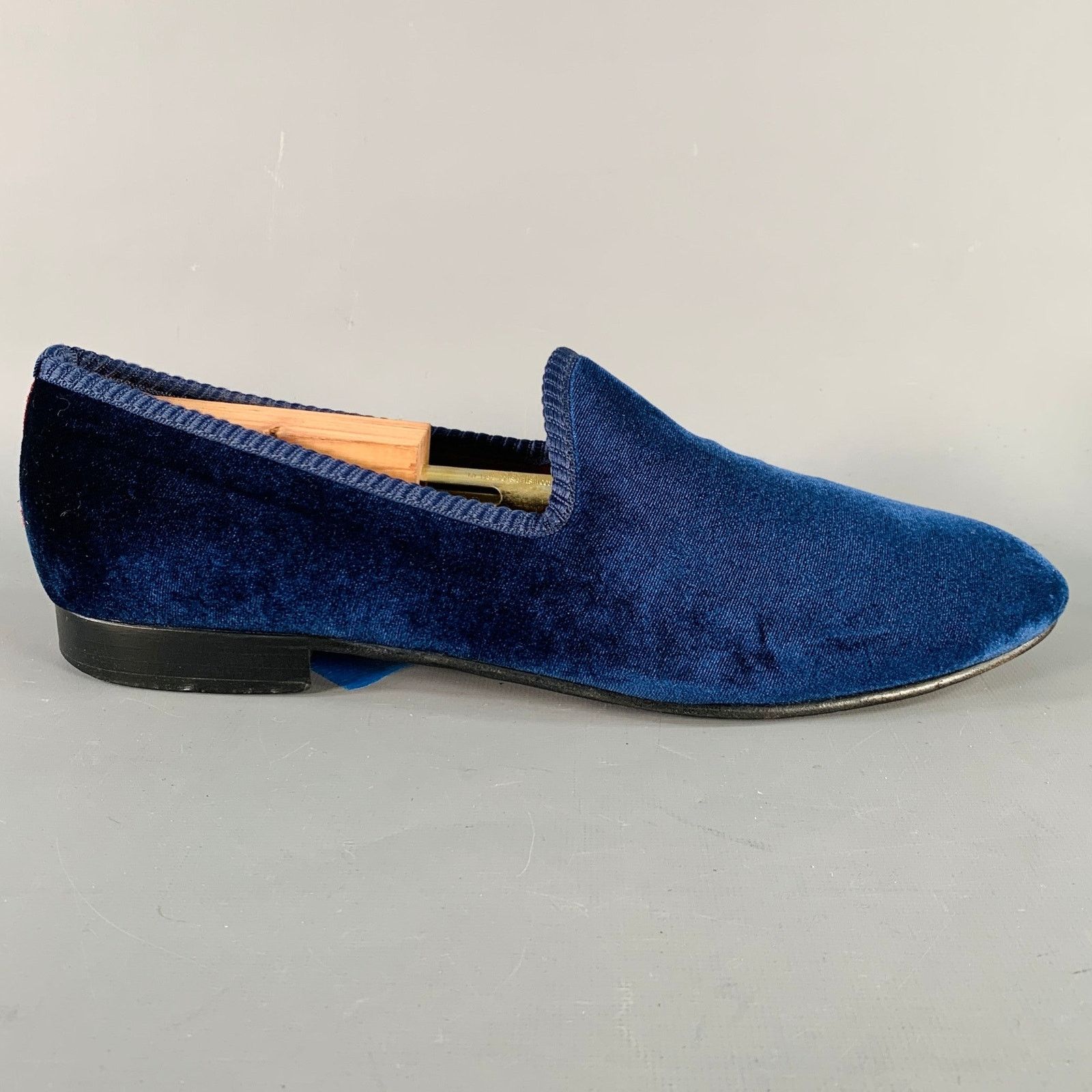 Del Toro DEL TORO Size 11.5 Blue Red Velvet Slip On Loafers Size US 11.5 / EU 44-45 - 2 Thumbnail