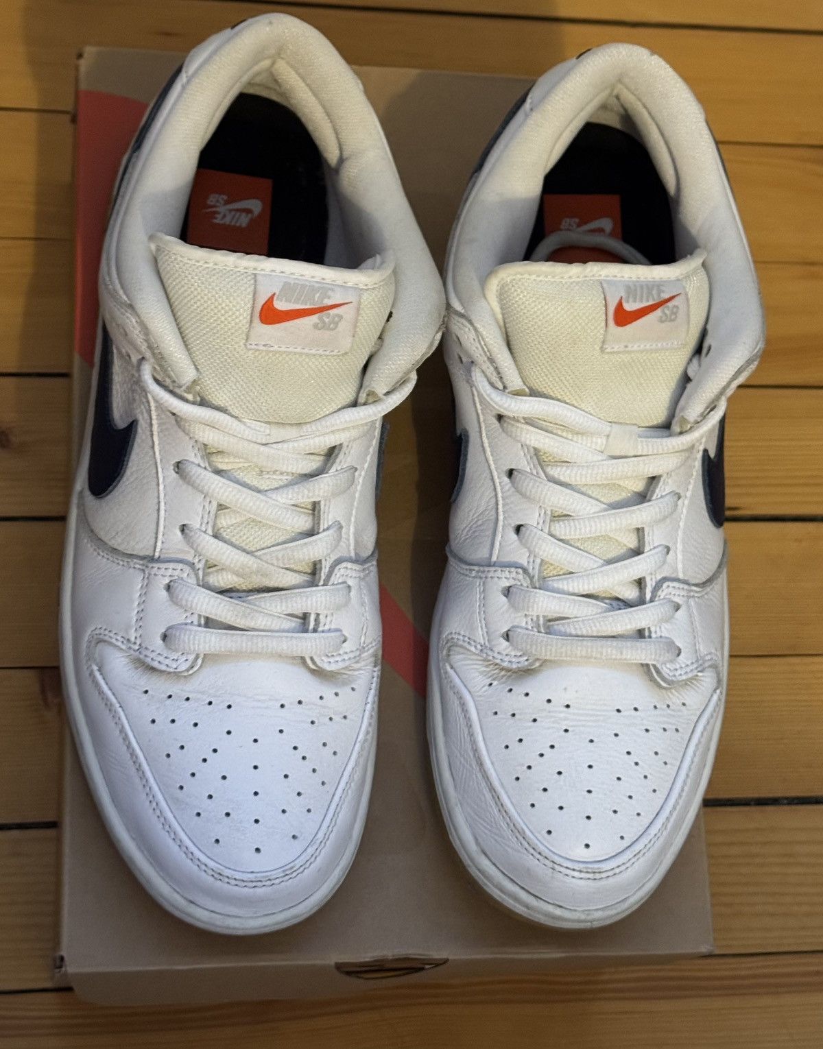 Nike Nike SB Dunk Low ISO White Navy Size US 13 / EU 46 - 6 Thumbnail