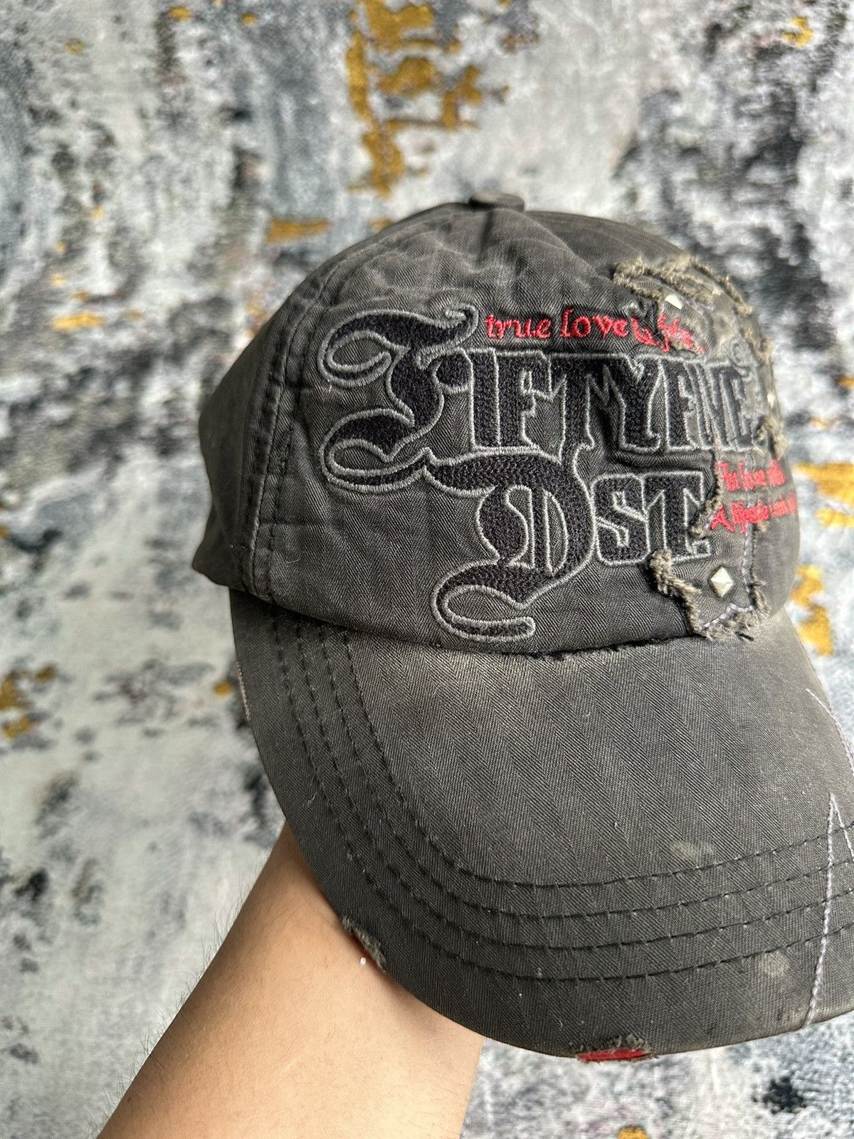 PPFM 💸NICE DESIGN💸 VINTAGE STUDED CROSS FADED DISTRESSED CAP Size ONE SIZE - 3 Thumbnail