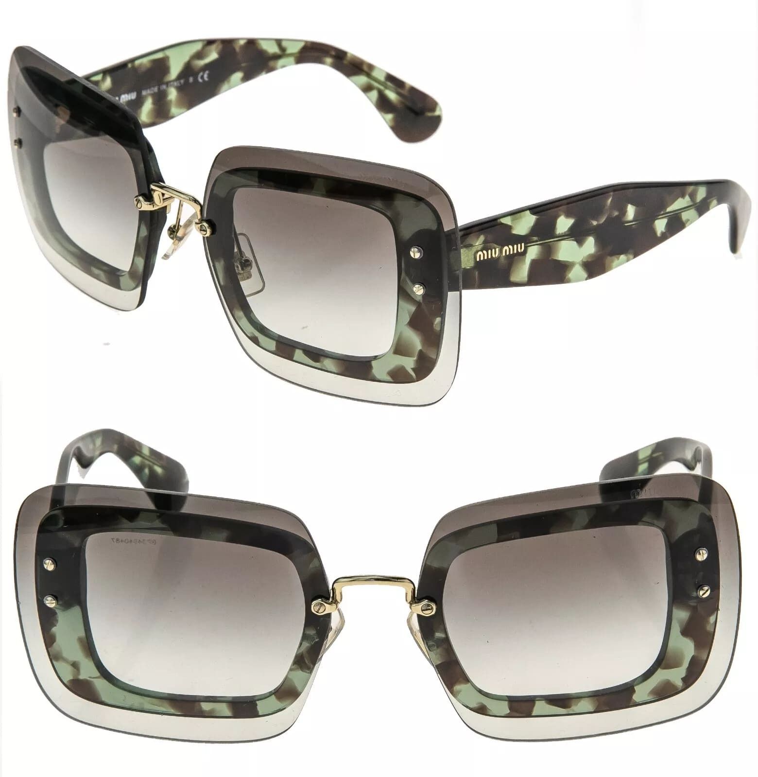 Miu Miu MIU MIU REVEAL MU02RS Transparent Green Brown Sunglasses 02R Size ONE SIZE - 1 Thumbnail