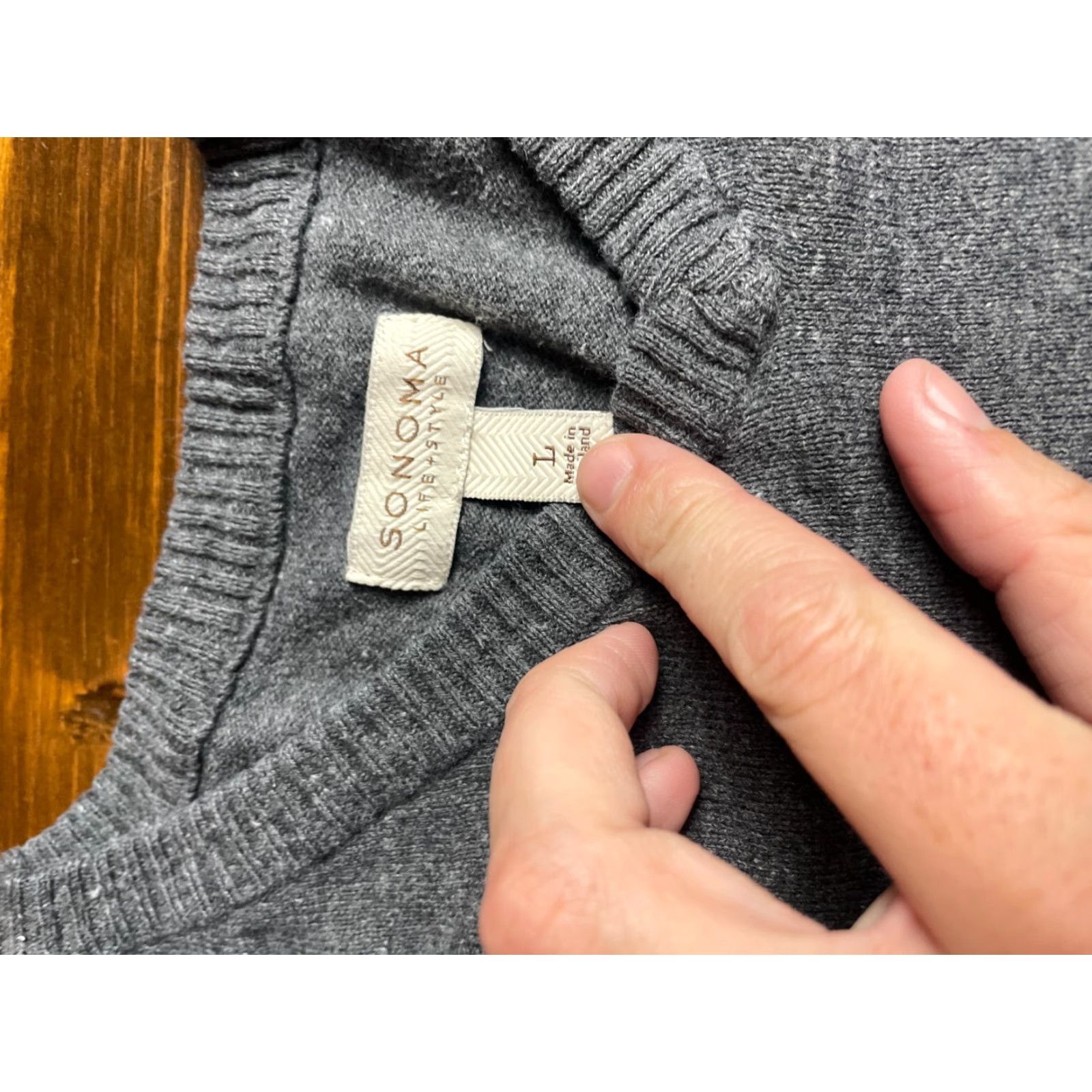 Vintage SONOMA Life+Style Sweater Women’s Size Medium Gray Knit V-neck Ribbed Cuff/Hem Pullover Size M / US 6-8 / IT 42-44 - 5 Thumbnail