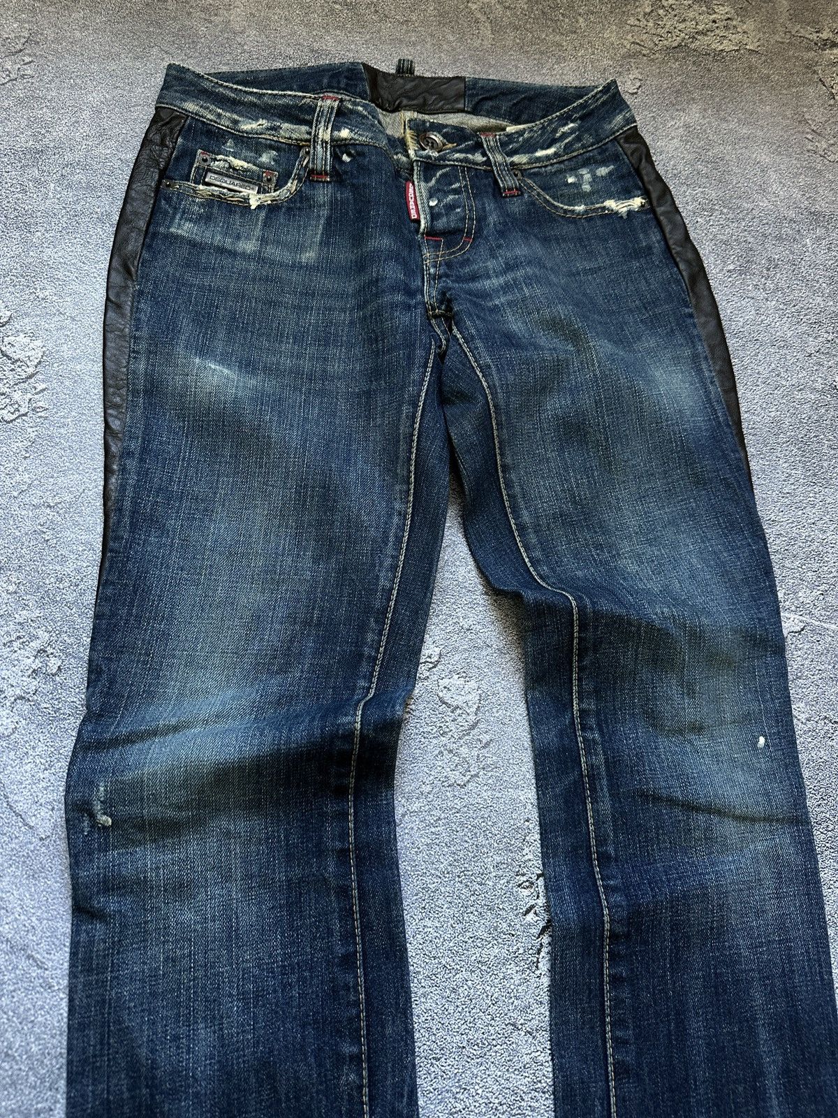 Dsquared2 Vtg Dsquared2 Distressed Leather Inserts Denim Size 38 IT Size 26" / US 2 / IT 38 - 7 Thumbnail