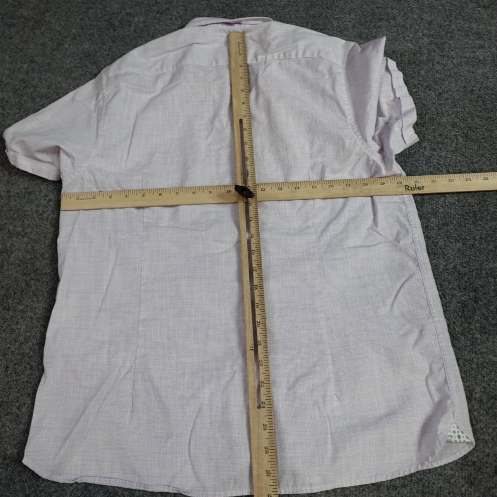 Ted Baker Ted Baker Mens Shirt L Purple Solid Short Sleeve Button-Up Collared Cotton Size US L / EU 52-54 / 3 - 5 Thumbnail