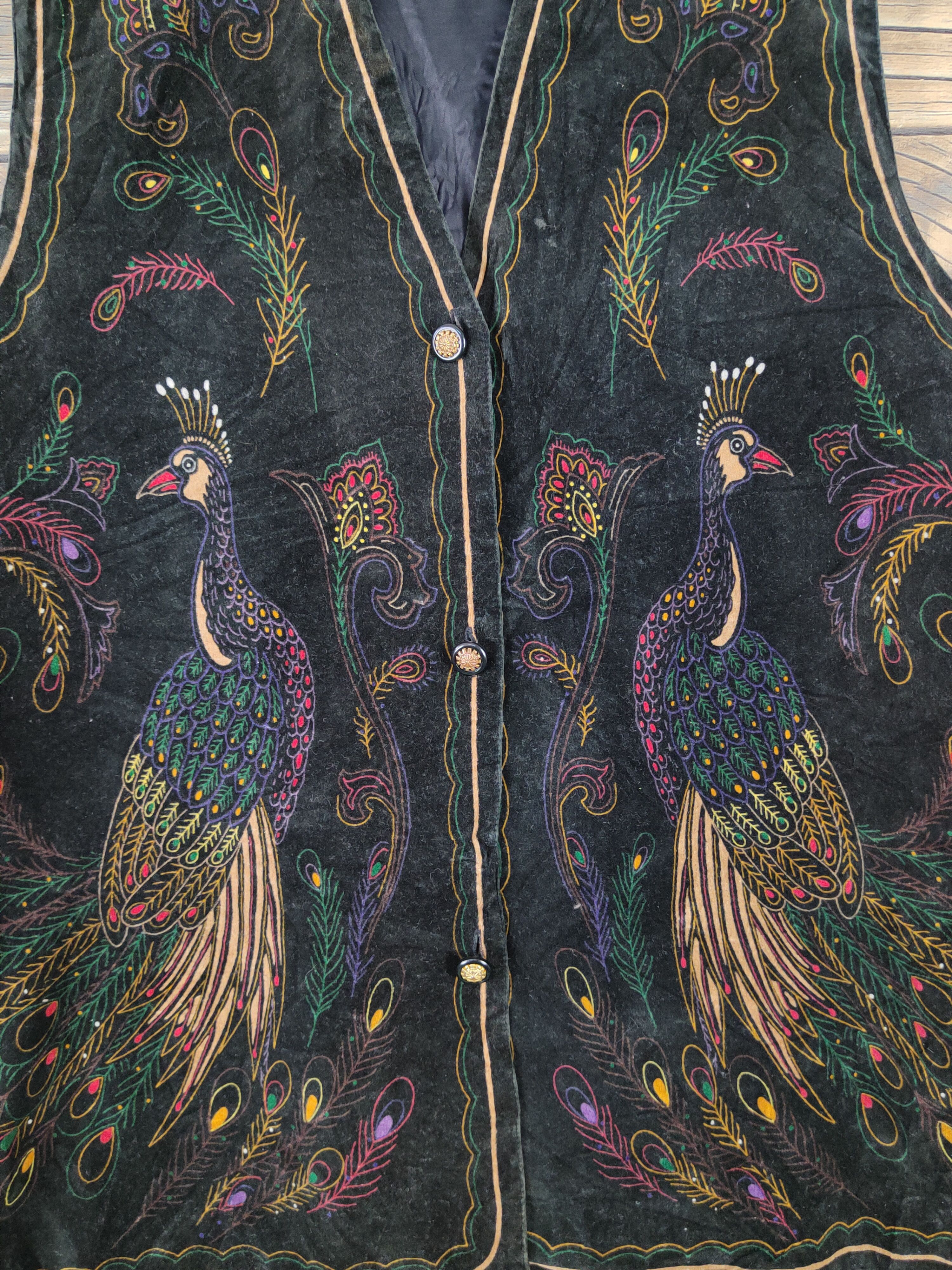 Japanese Brand × Vintage Vintage Art Rose Fashion Black Peacock Vests Size S / US 4 / IT 40 - 3 Thumbnail