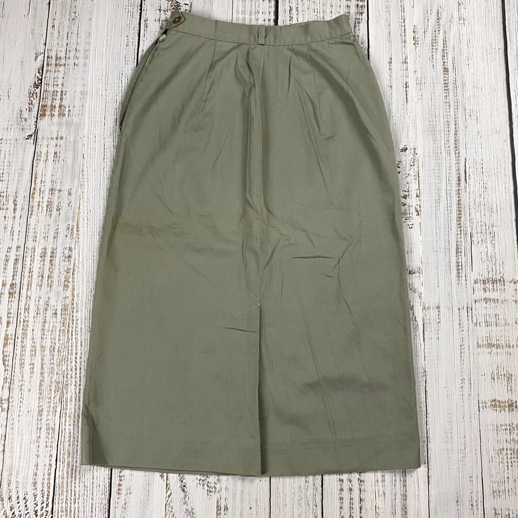 Vintage Vintage 1960s Century of Boston Green Cotton Pencil Skirt Women's 28" Casual Landgirl Style Size 28" / US 6 / IT 42 - 5 Thumbnail