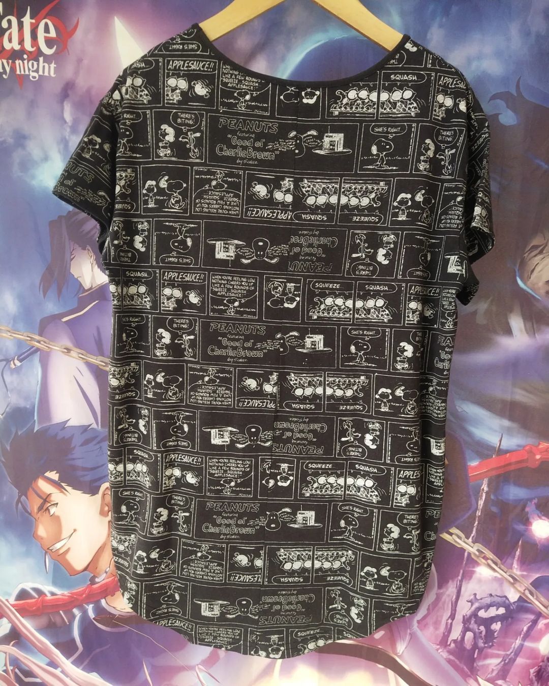 Anime × Cartoon Network Snoopy All Over Print Black Comic Strip Cartoon Tees Size XL / US 12-14 / IT 48-50 - 2 Thumbnail