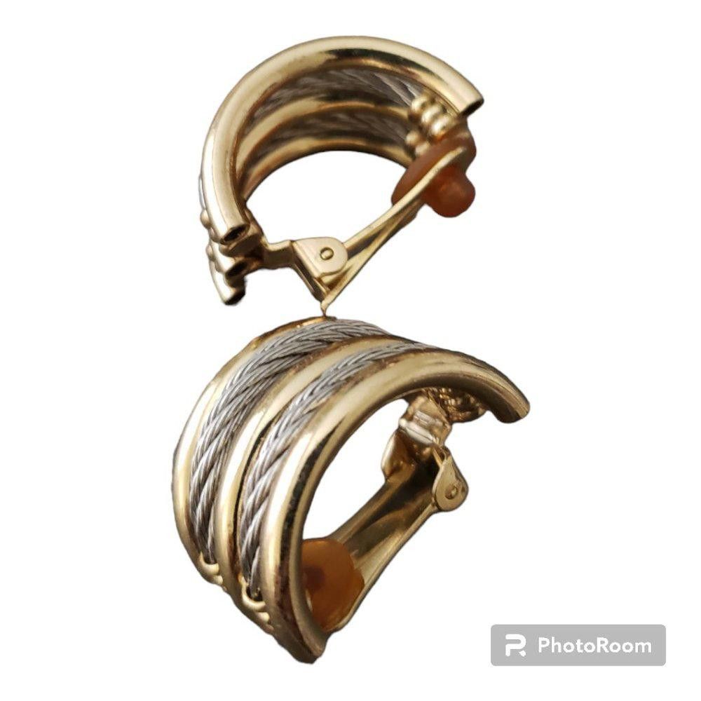 Designer Vintage Two-tone Clip Earrings Size ONE SIZE - 5 Thumbnail