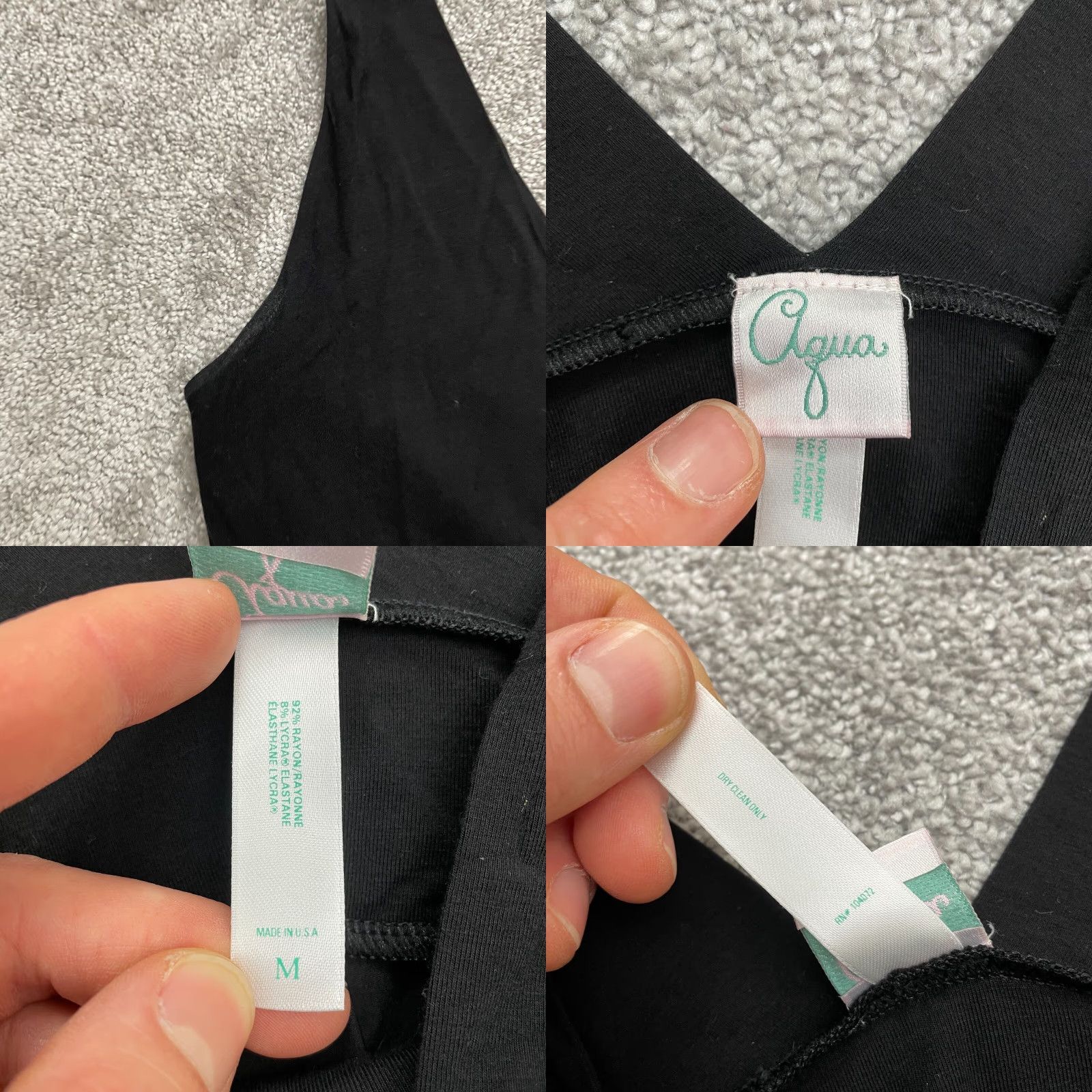 AQUA Aqua Tank Women Adult Medium Black Beaded V-Neck Sleeveless Knit Rayon Spandex Classic Designer Size M / US 6-8 / IT 42-44 - 8 Thumbnail