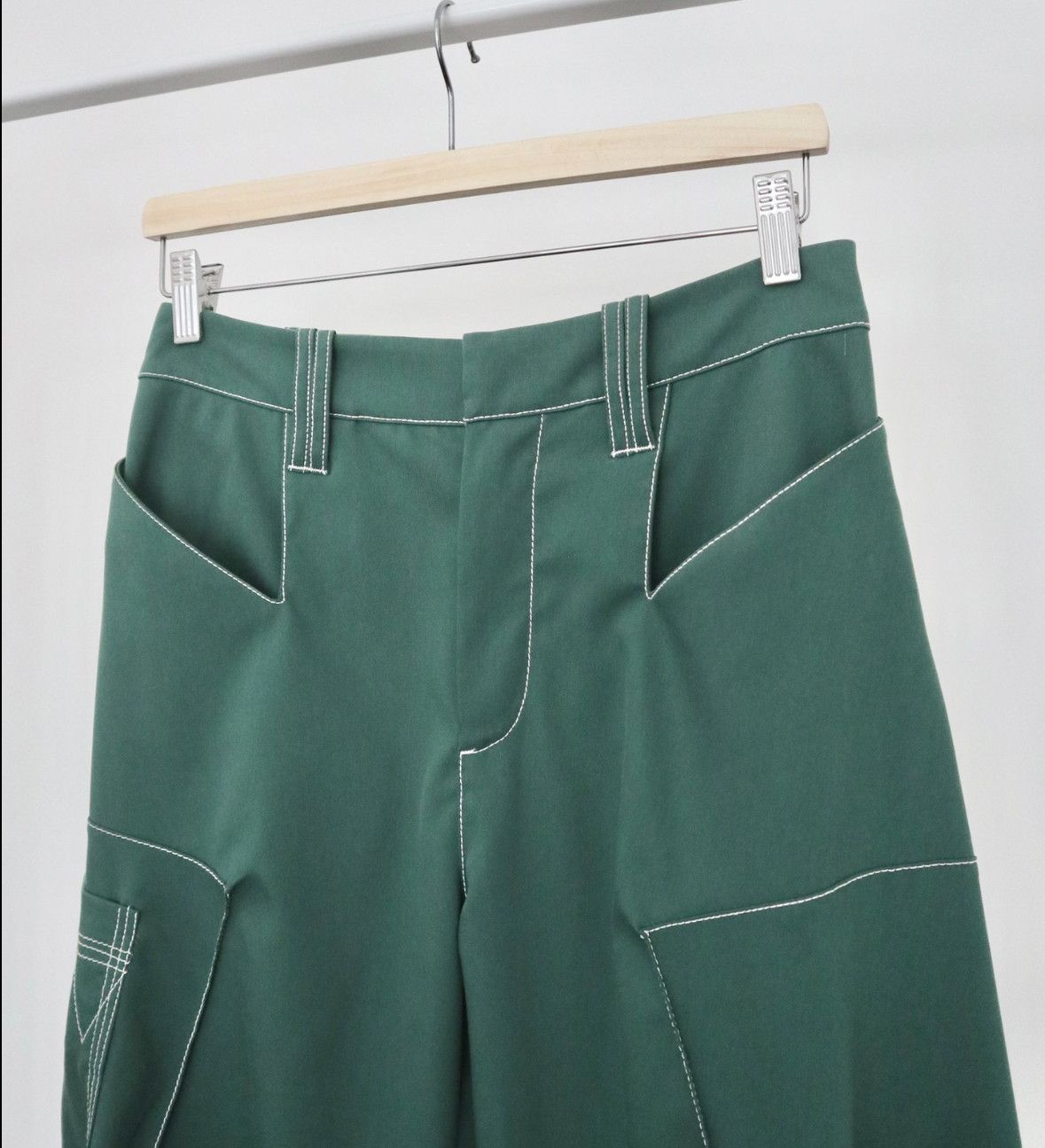 Kiko Kostadinov SS23 show green bright line geometric wide-leg pants Size US 30 / EU 46 - 4 Thumbnail