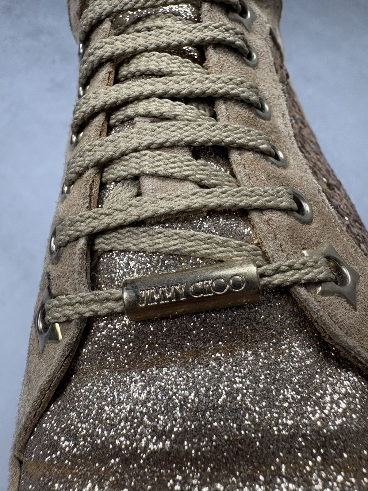 Jimmy Choo Jimmy Choo London Brown Glitter Suede Low Top Sneakers 38 Size US 8 / IT 38 - 9 Thumbnail