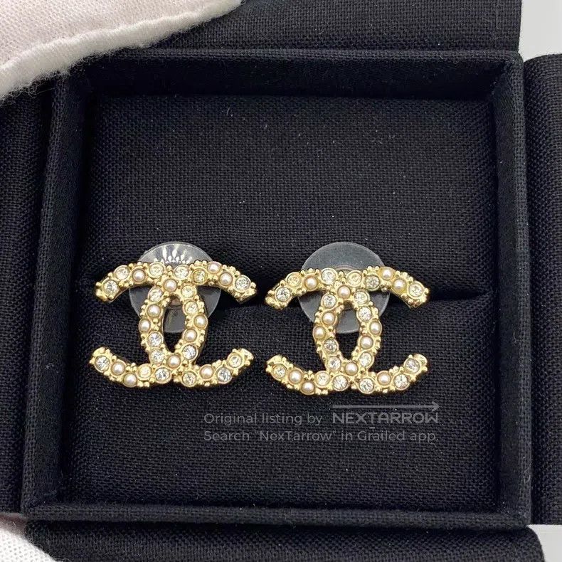 Chanel Chanel Gold double C diamond pearl earrings Size ONE SIZE - 4 Thumbnail