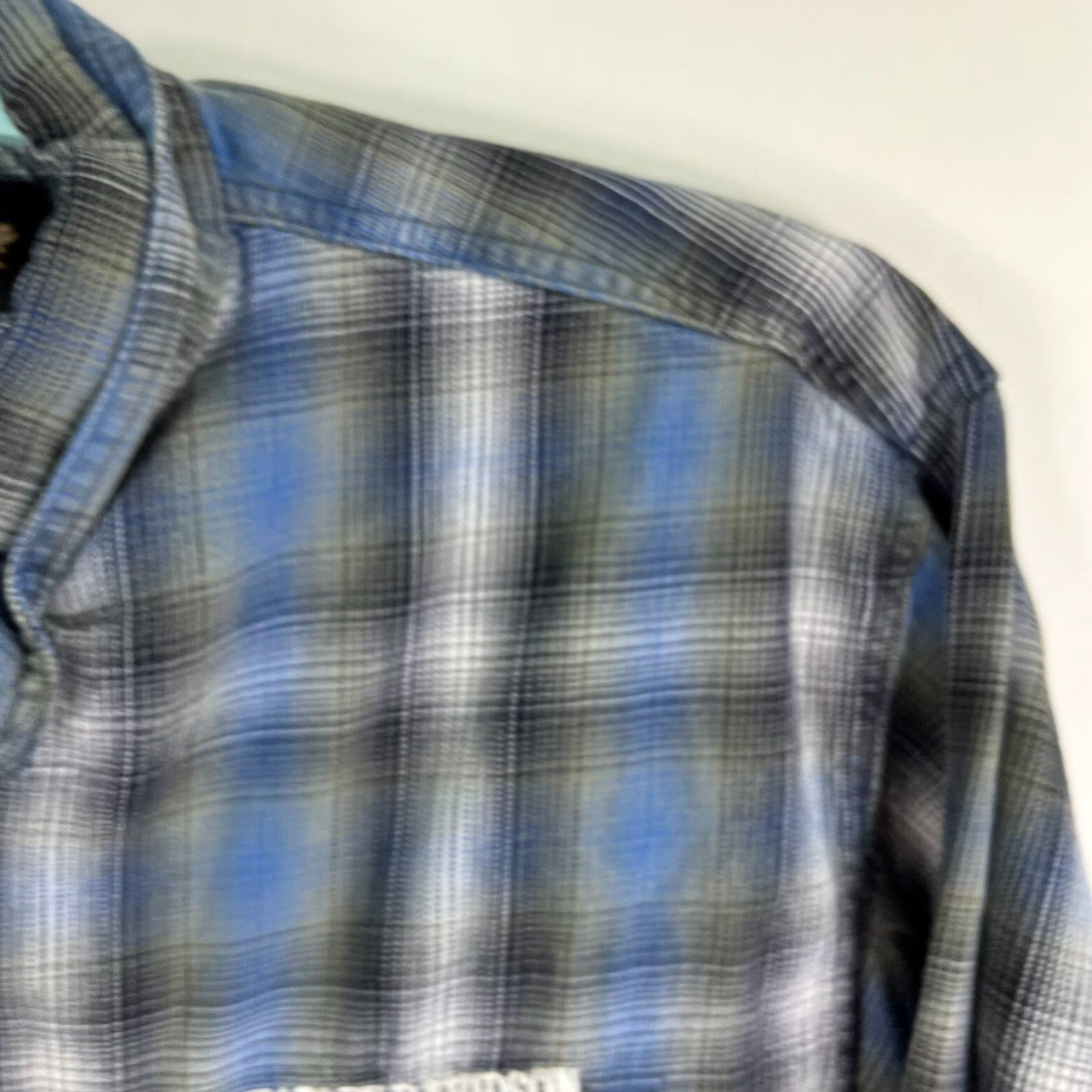 Harley Davidson Harley-Davidson Plaid Woven Button-Up Shirt Mens L Blue Distressed Long Sleeve Size US L / EU 52-54 / 3 - 3 Thumbnail