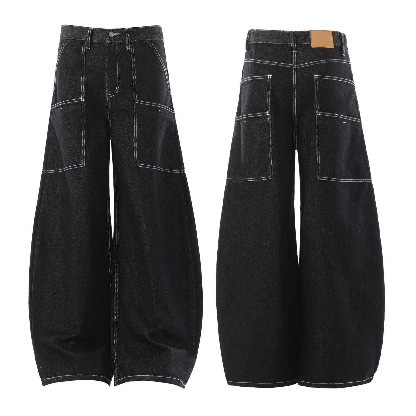 Japanese Brand Black Wide Leg Denim Jeans, Baggy Loose Fit Jeans Size US 30 / EU 46 - 4 Thumbnail