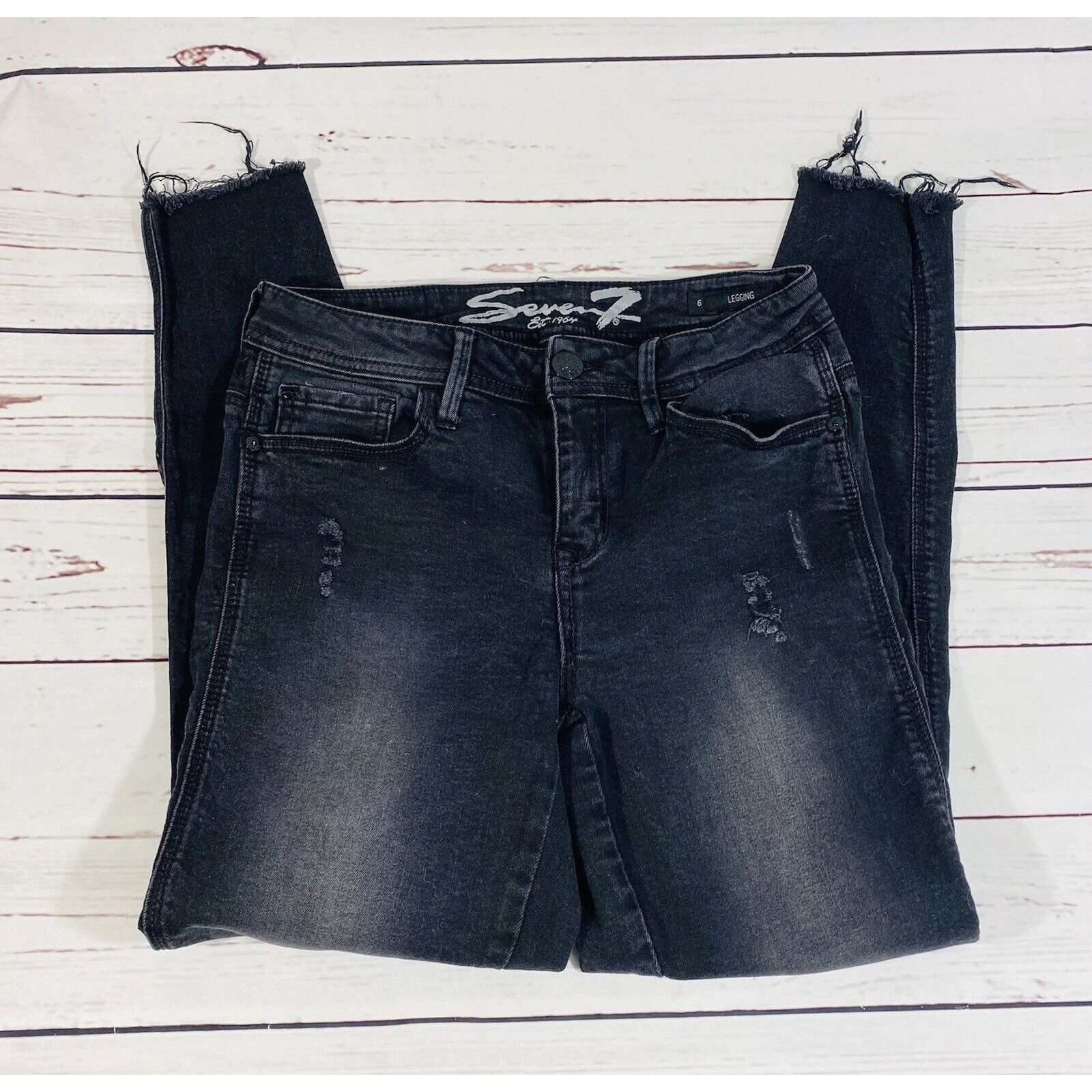 Seven 7 Seven7 Womens Black Distressed Skinny Jeans Size 6 Frayed He Size 28" / US 6 / IT 42 - 12 Thumbnail