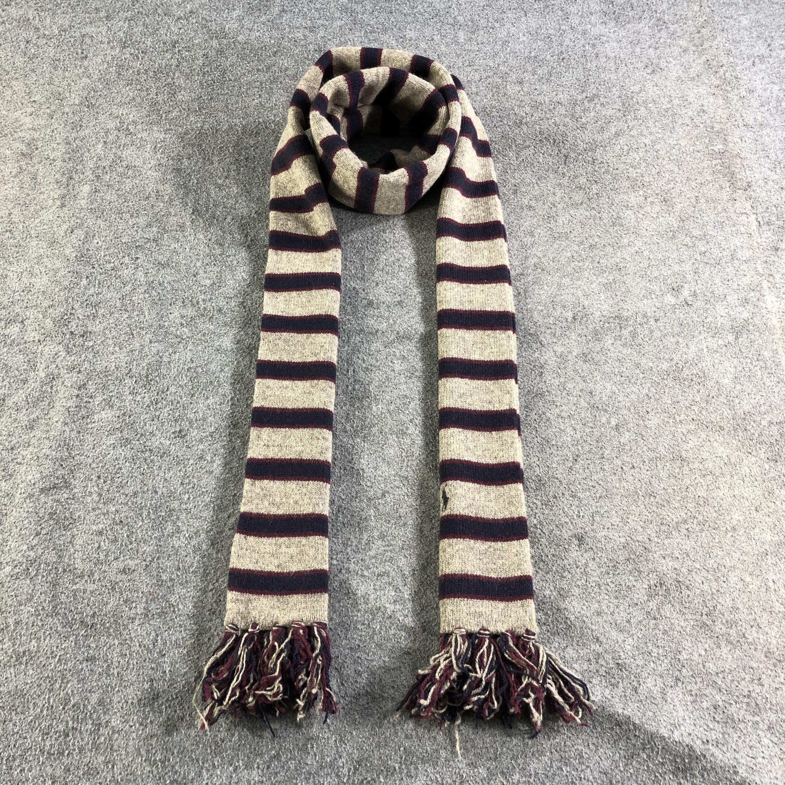 Polo Ralph Lauren Polo Ralph Lauren Striped Wool Scarf Muffler V1822 Size ONE SIZE - 1 Thumbnail