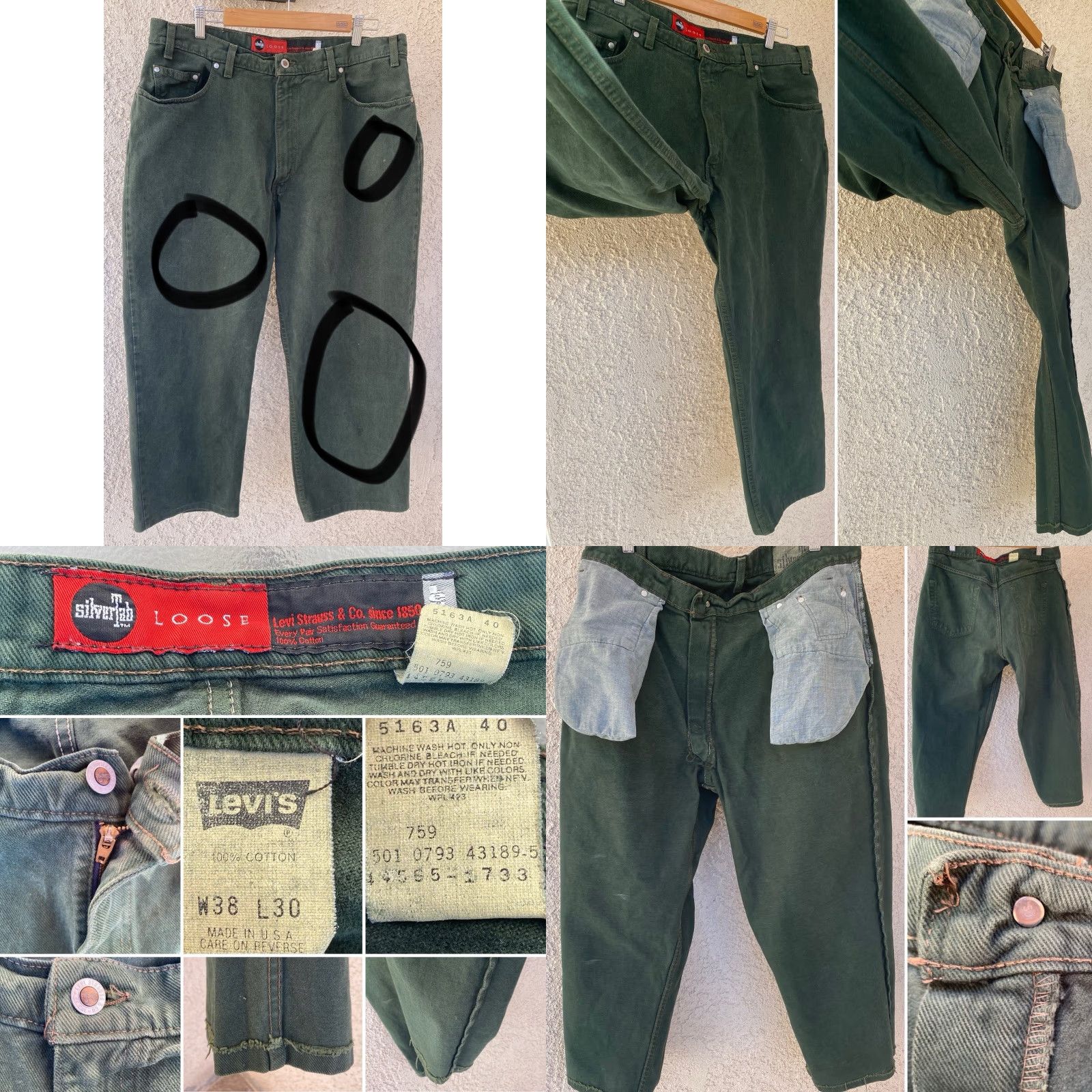 Vintage VINTAGE Levi’s SilverTab Loose Fit Jeans Green Denim 38 25.5 Inseam 5-Pocket USA Grunge 90s Mens Size US 38 / EU 54 - 8 Thumbnail