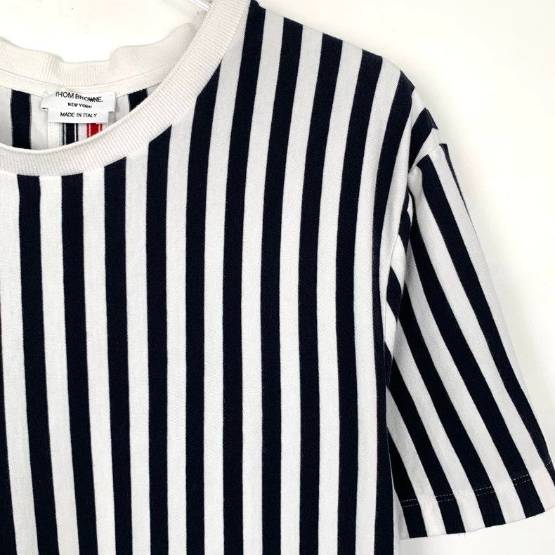 Thom Browne Thom Browne Black and white striped round-neck cotton short Size US M / EU 48-50 / 2 - 3 Thumbnail
