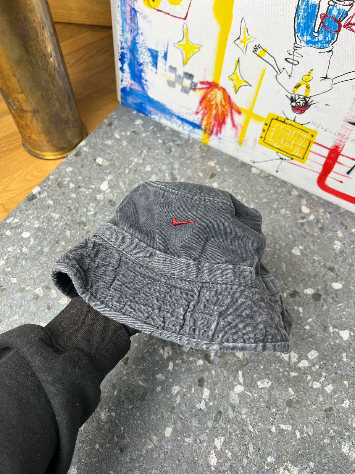 Nike × Vintage Vintage Nike Swoosh Logo Bucket Hat Panama faded Size ONE SIZE - 15 Thumbnail