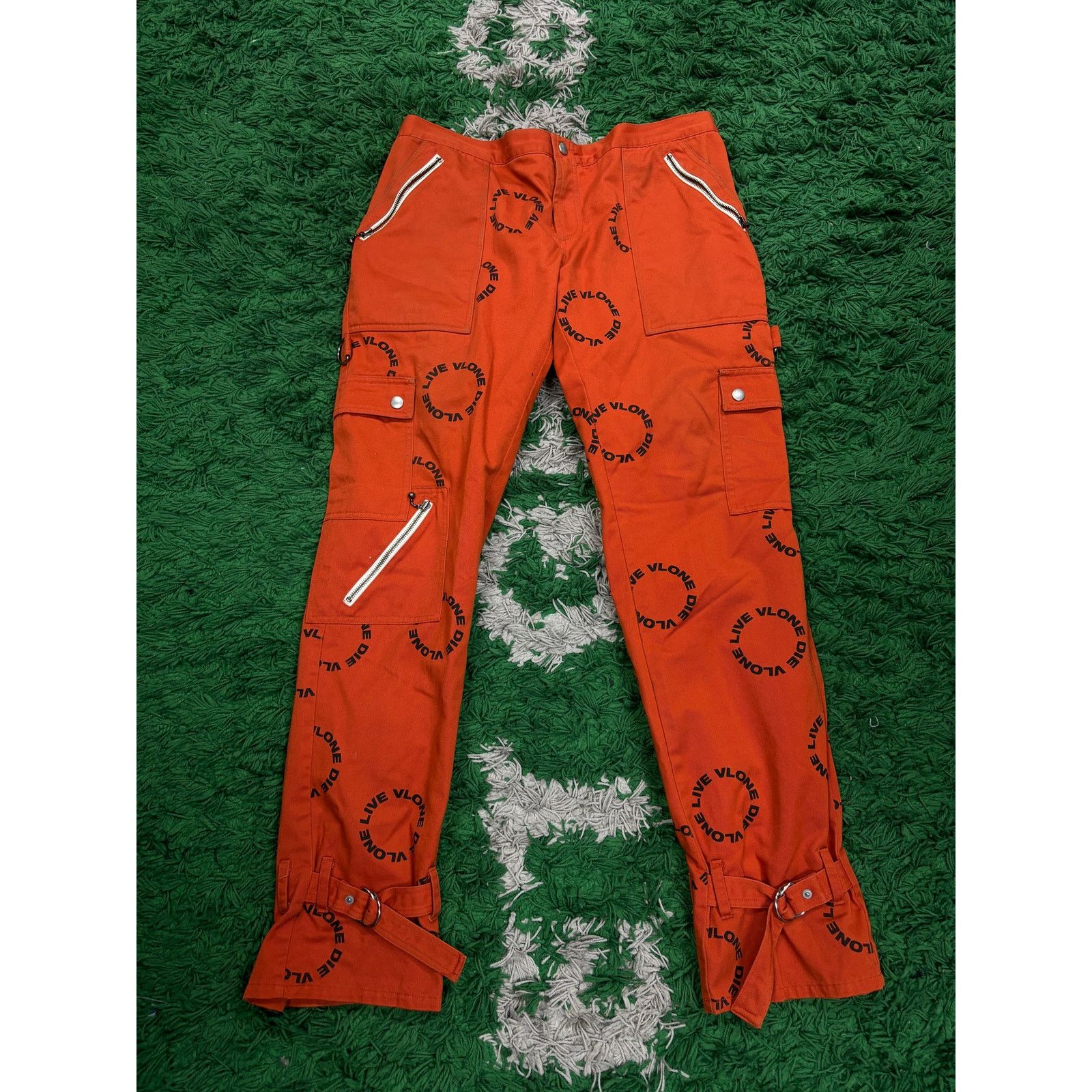 Vlone Vlone Orange Black All Over Cargo Pants Used XL Size US 36 / EU 52 - 1 Thumbnail