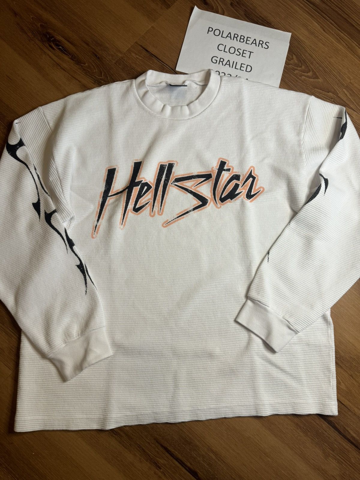 image of Hellstar Path To Paradise Thermal Long Sleeve in White, Men's (Size Small)